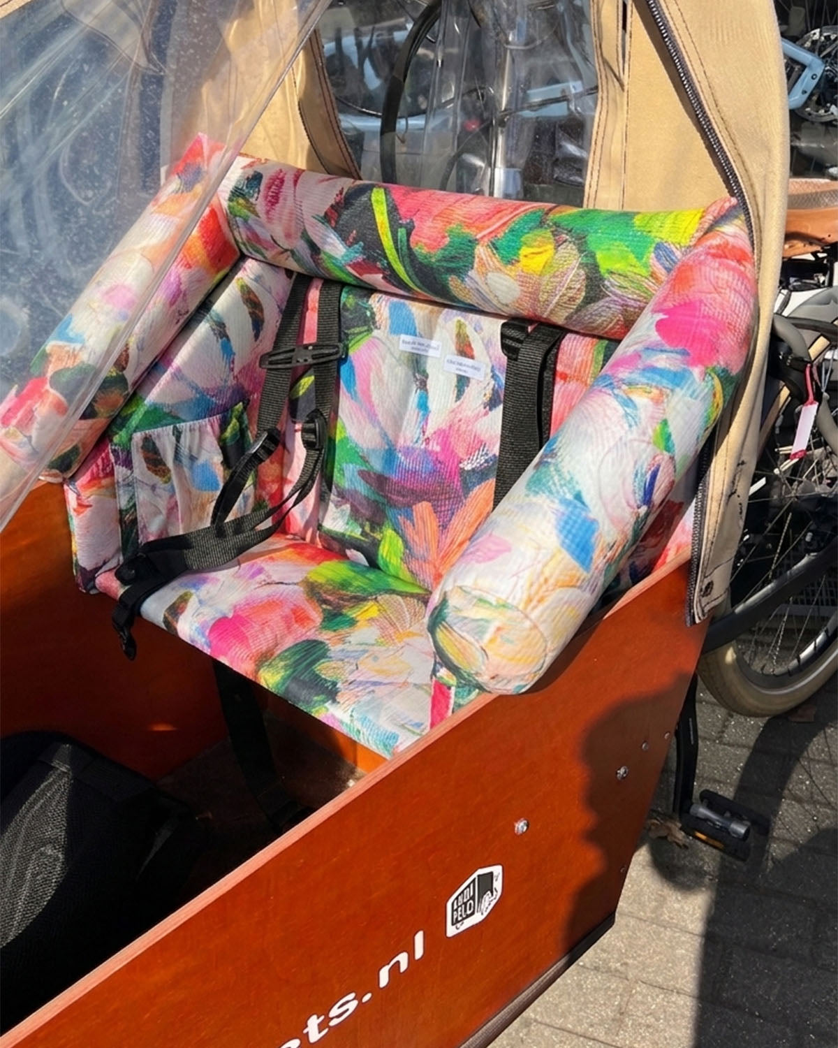 Bakfiets Lastenrad Kissen, Zubehör, Sitzpolster wetterfest - Leinwand Bunt Blausberg Baby
