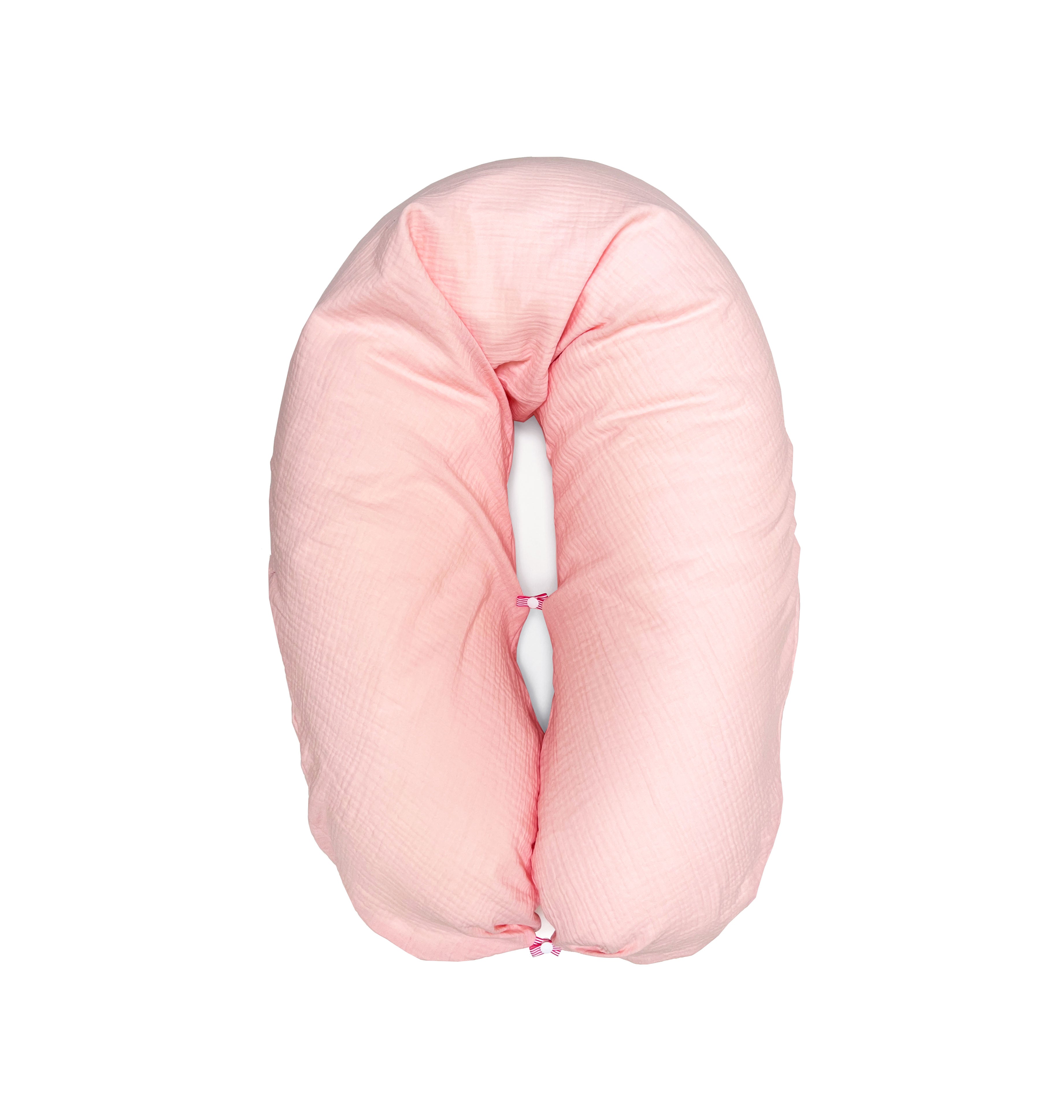Stillkissen-Bezug aus Musselin mit Nestbau-Funktion für Theraline "Das Original" (190cm x38 cm) in Lachs Rosa Blausberg Baby
