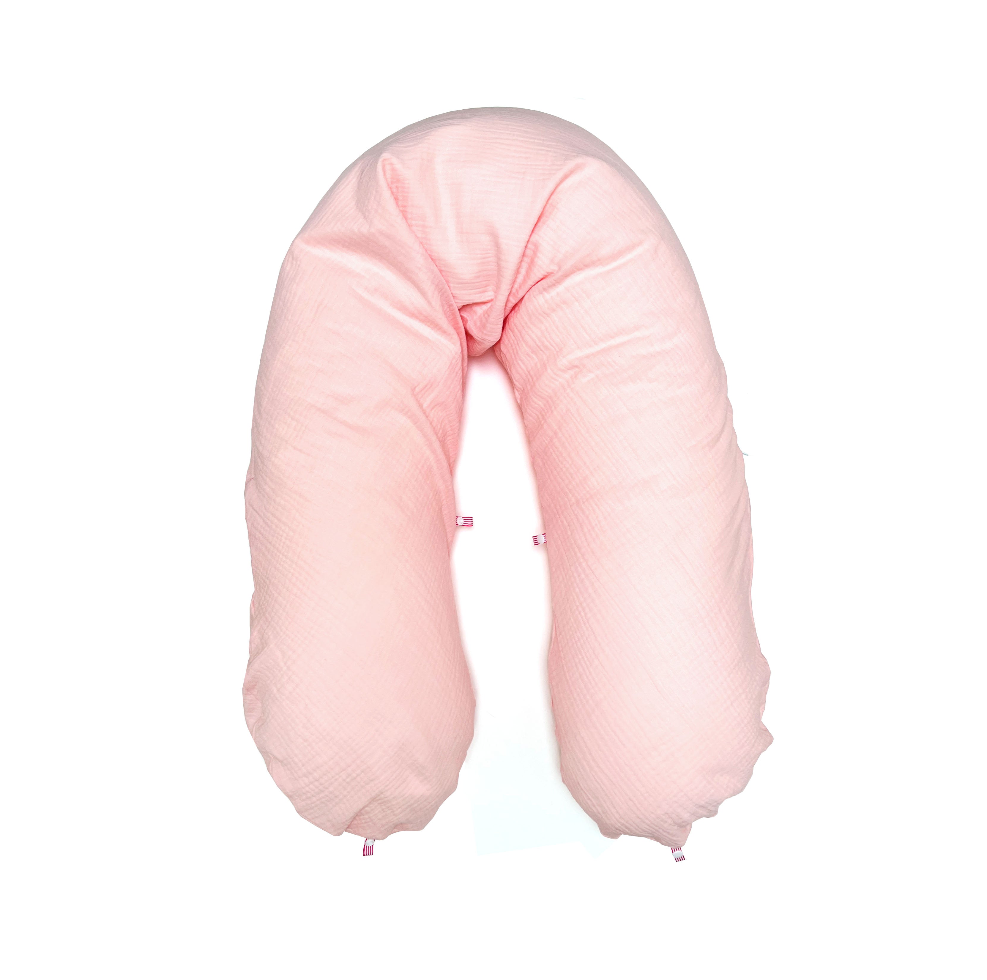 Stillkissen-Bezug aus Musselin mit Nestbau-Funktion für Theraline "Das Original" (190cm x38 cm) in Lachs Rosa Blausberg Baby