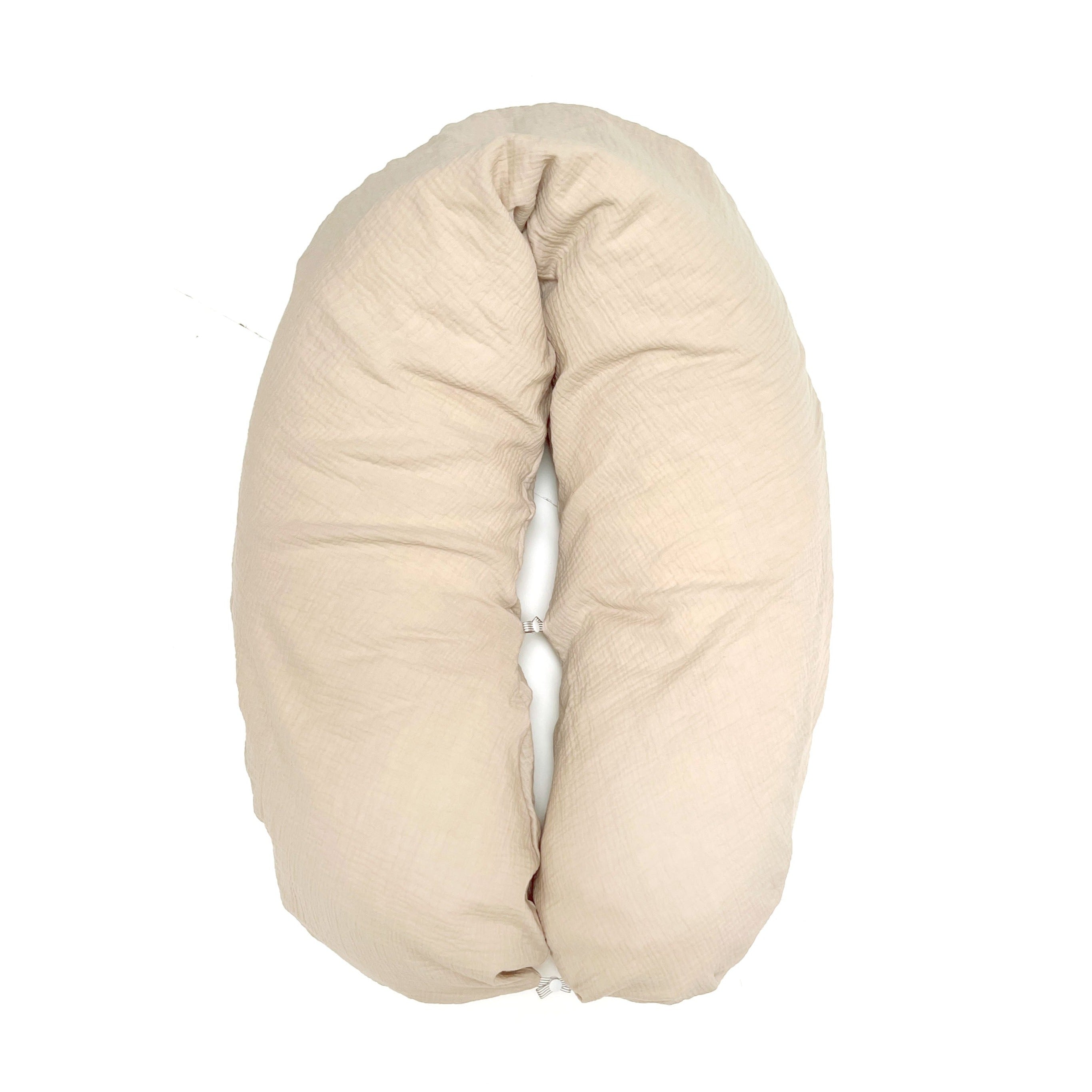 Stillkissen-Bezug Musselin mit Nestbau-Funktion für Theraline "Das Original" (190cm x38 cm) in Beige Blausberg Baby