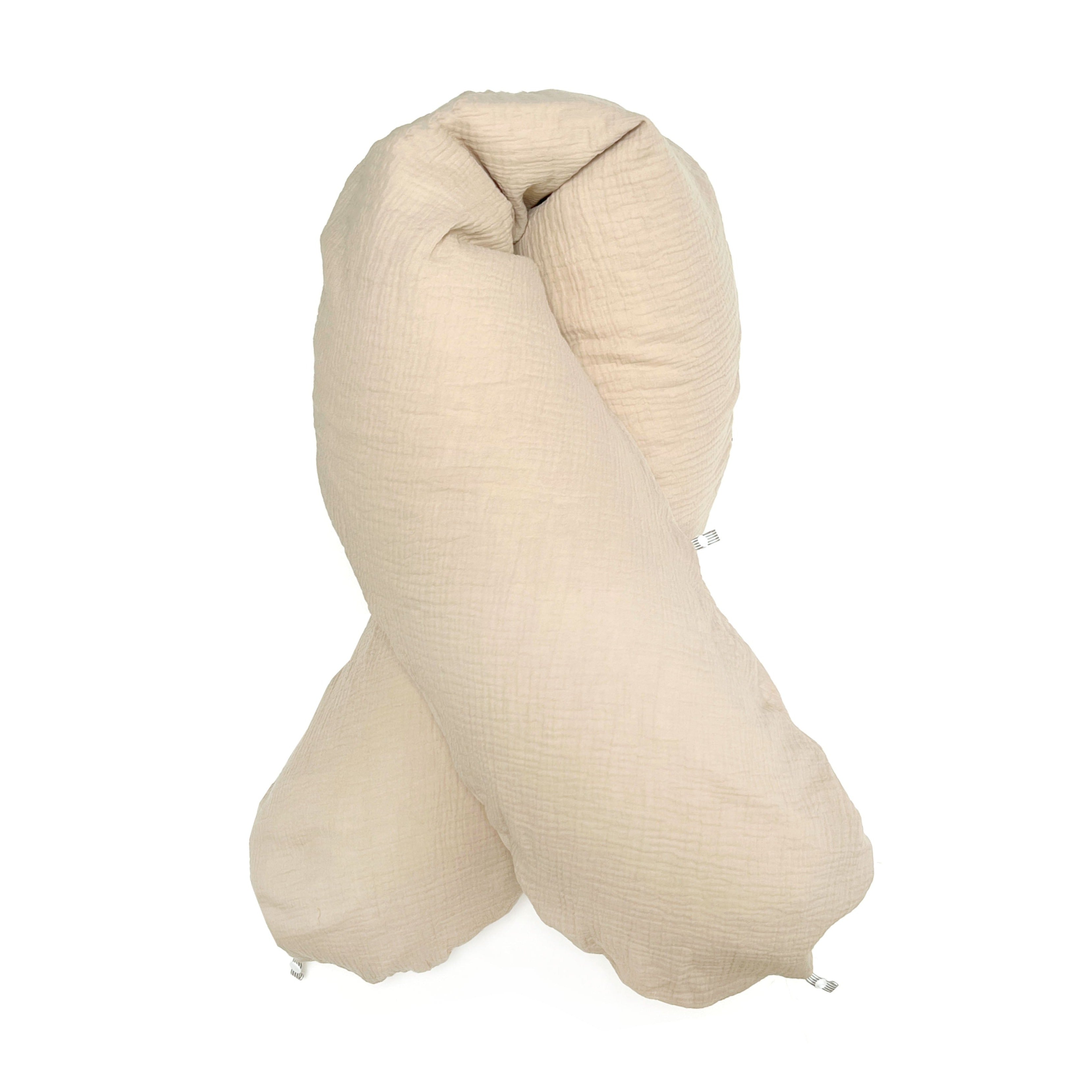 Stillkissen-Bezug Musselin mit Nestbau-Funktion für Theraline "Das Original" (190cm x38 cm) in Beige Blausberg Baby