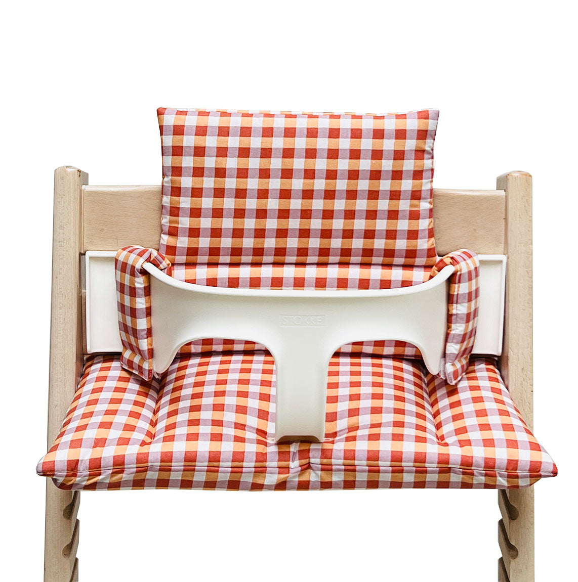 Sitzkissen Set ABWASCHBAR Orange Lila Pink Kariert für Tripp Trapp Blausberg Baby