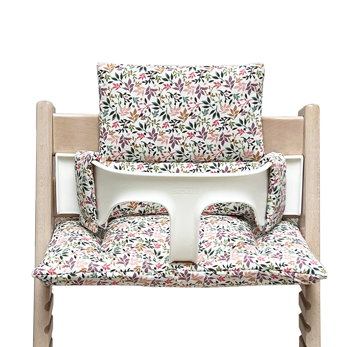 SITZKISSEN SET ABWASCHBAR für Tripp Trapp Stokke Hochstuhl, passt mit neuem Baby Set V2 - Bunte Blätter Blausberg Baby