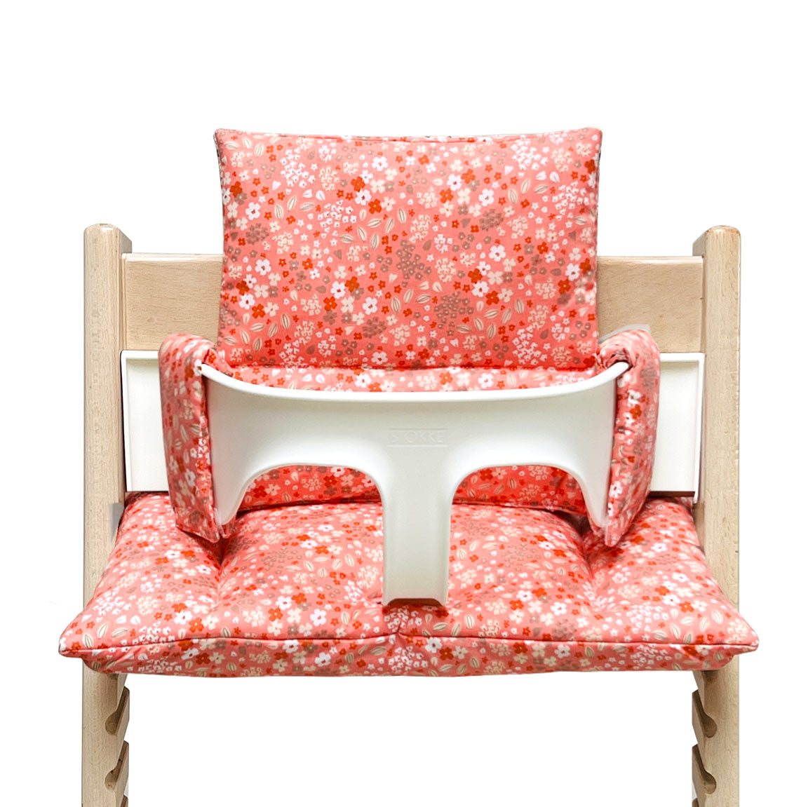 Sitzkissen Set ABWASCHBAR Orange Pink Blumen Blätter für Tripp Trapp Blausberg Baby
