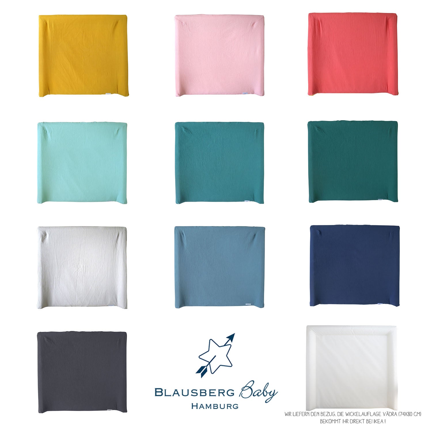 Musselin Bezug für Wickelauflage / Wickelunterlage Vädra 74x80 cm von IKEA Mint Blausberg Baby