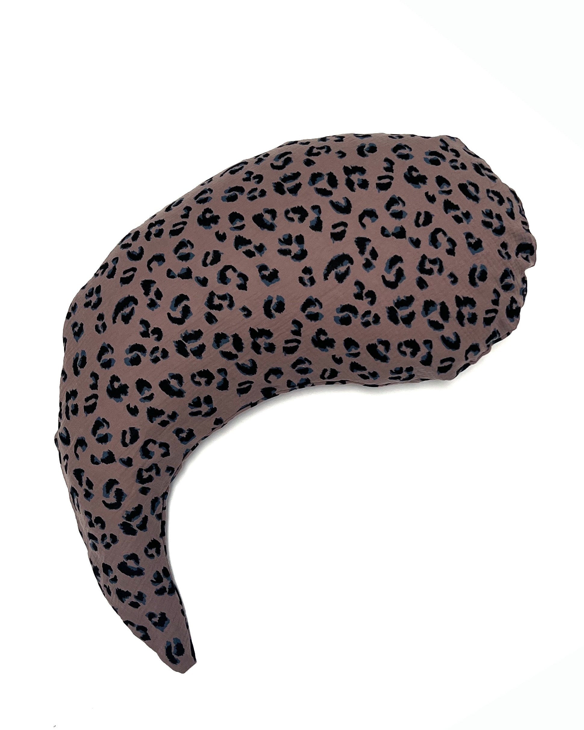 Yinnie Theraline Stillkissen inkl Bezug Musselin (135 cm x 35 cm) Panther Taupe Grau Blausberg Baby