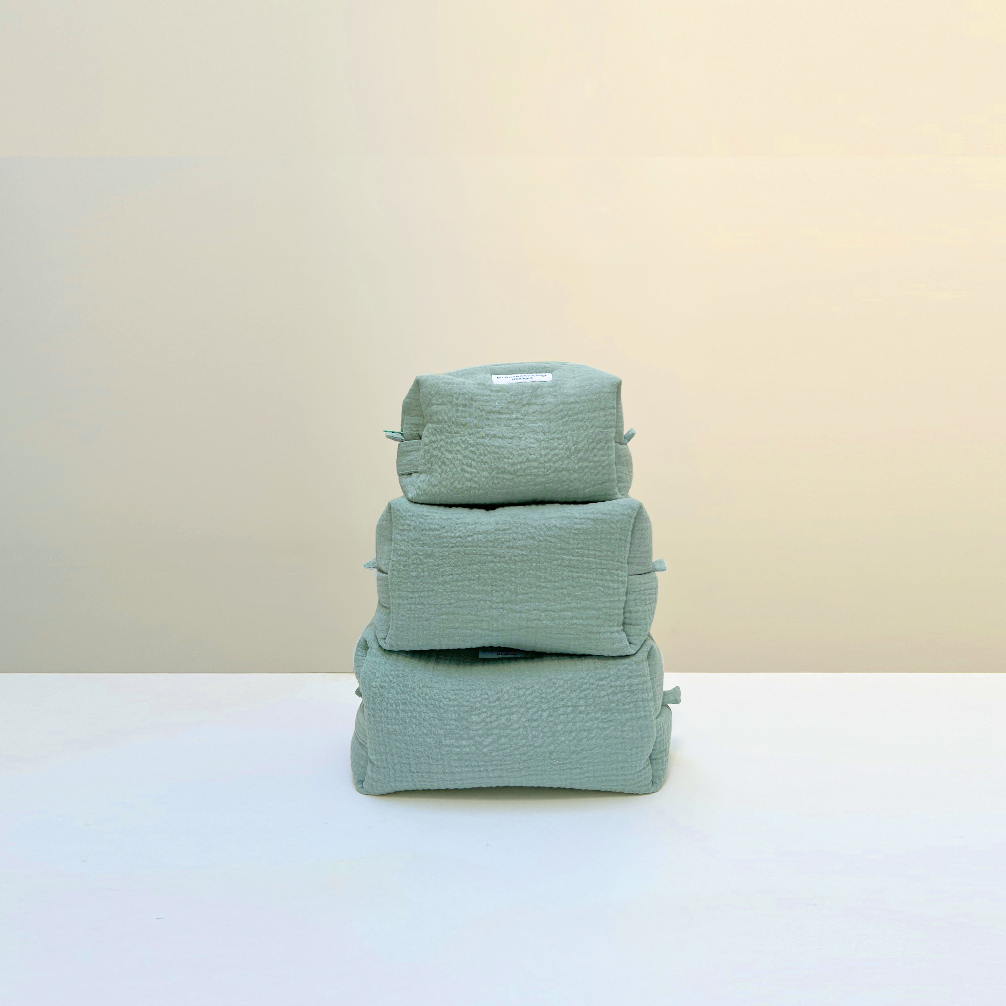 Wickeltasche, Kulturtasche für unterwegs - Salbei Grün