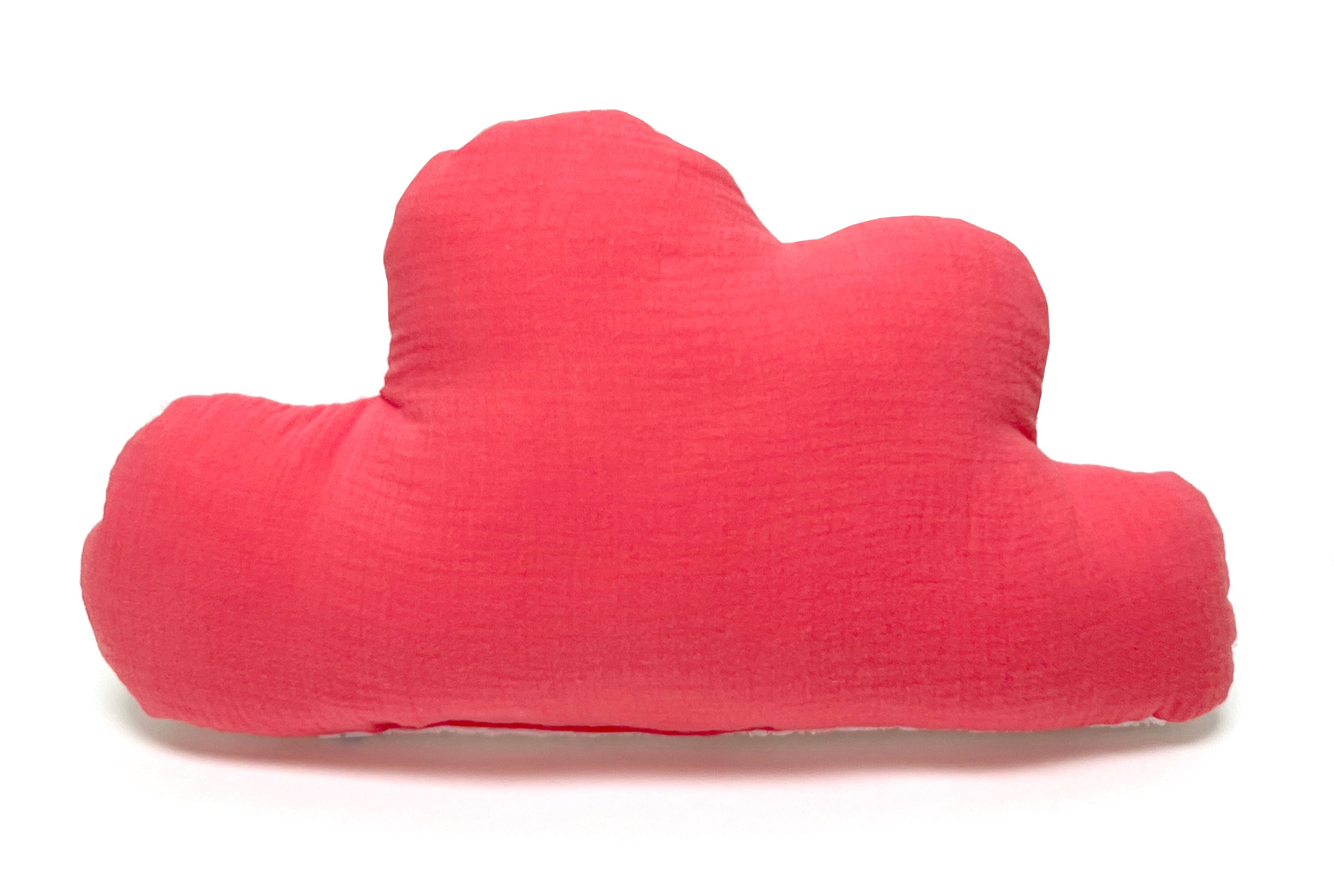 Kissen personalisiert mit Namen Baby - Musselin Korall Rot Blausberg Baby