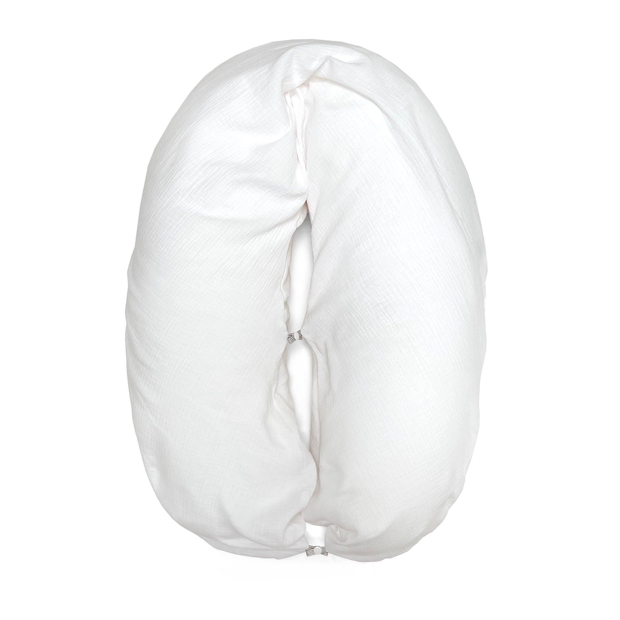 Stillkissenbezug aus Musselin mit Nestbau-Funktion für Theraline "Das Original" (190cm x38 cm) - Weiss