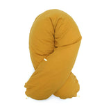 Stillkissen "Das Original" von Theraline 190cm x 38cm mit Blausberg Baby Musselin Bezug (abnehmbar) mit Nestbau-Funktion - Senf Gelb Blausberg Baby