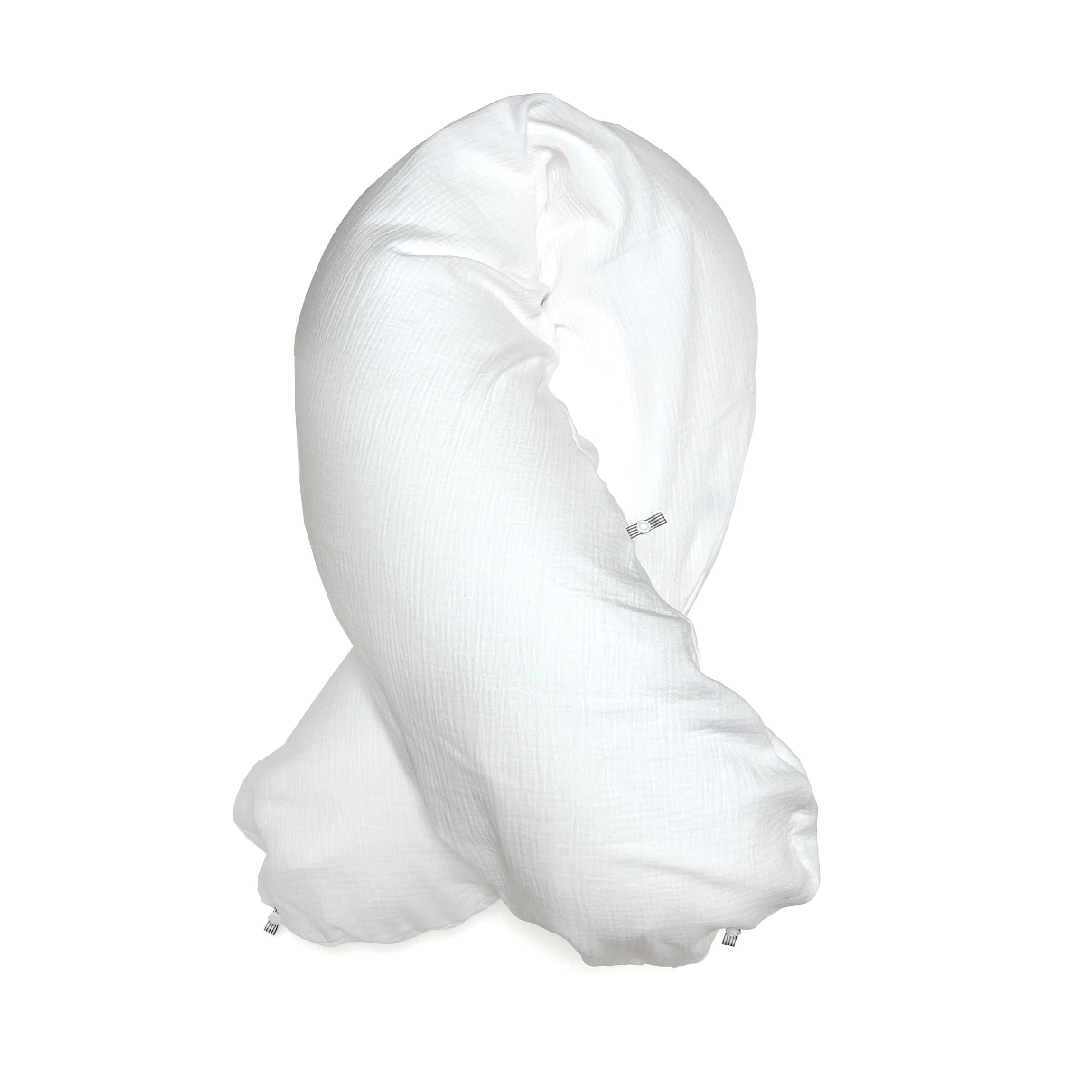 Stillkissenbezug aus Musselin mit Nestbau-Funktion für Theraline "Das Original" (190cm x38 cm) - Weiss