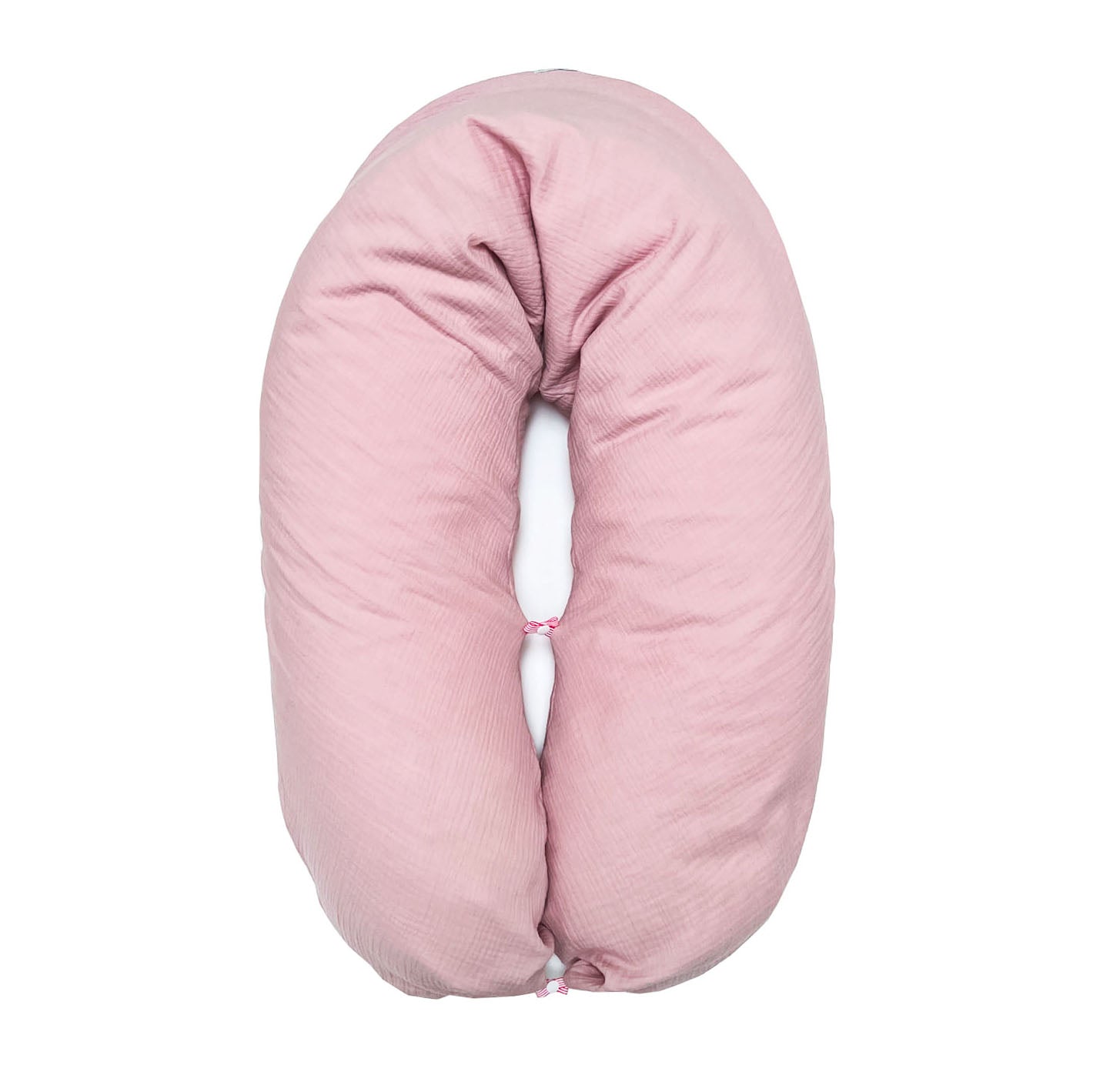 Stillkissen-Bezug aus Musselin mit Nestbau-Funktion für Theraline "Das Original" (190cm x38 cm) in Blush Rosa Blausberg Baby