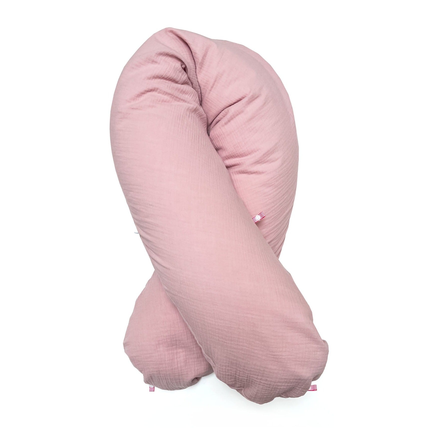 Stillkissen "Das Original" von Theraline 190cm x 38cm mit Blausberg Baby Musselin Bezug (abnehmbar) mit Nestbau-Funktion - Blush Rosa Blausberg Baby
