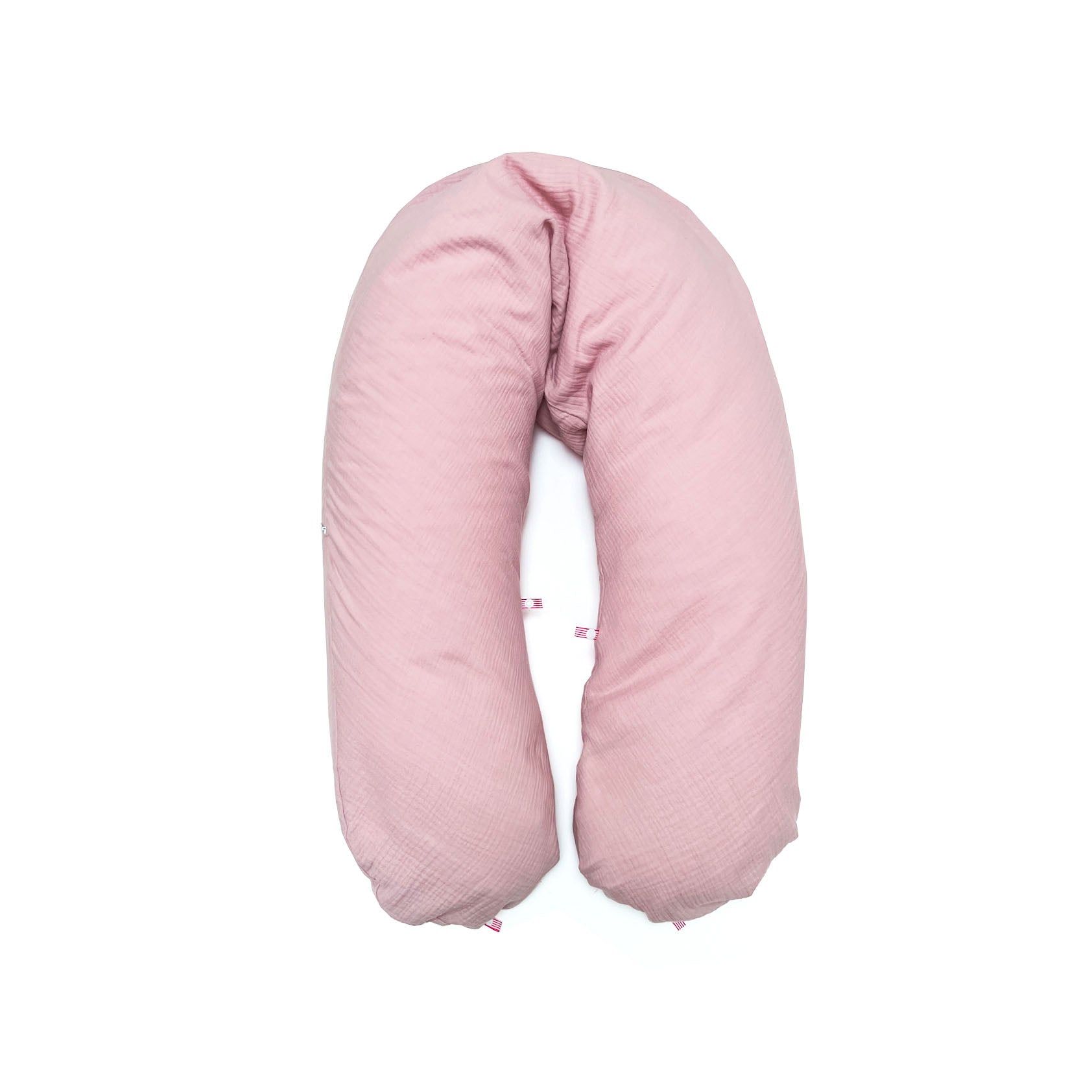Stillkissen-Bezug aus Musselin mit Nestbau-Funktion für Theraline "Das Original" (190cm x38 cm) in Blush Rosa Blausberg Baby