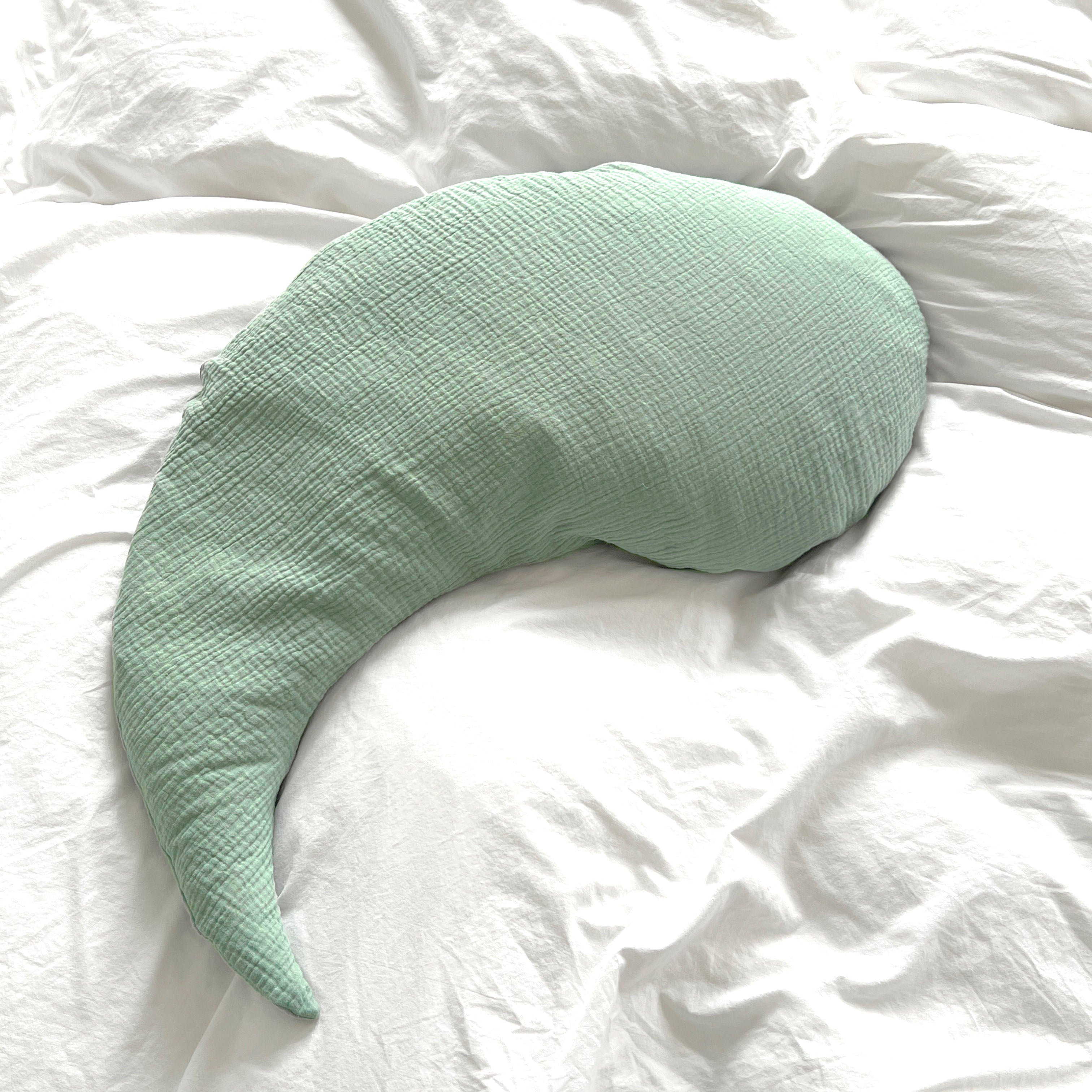 Kopie von Stillkissen "Das Original" von Theraline 190cm x 38cm mit Blausberg Baby Musselin Bezug (abnehmbar) mit Nestbau-Funktion - Salbei Blausberg Baby