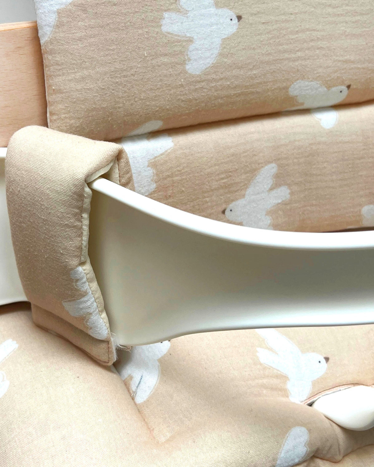 Sitzkissen Set Stokke für Tripp Trapp Hochstuhl aus 100% Musselin – für´s erste Sitzen ab 6 Monaten - Beige Taube Blausberg Baby
