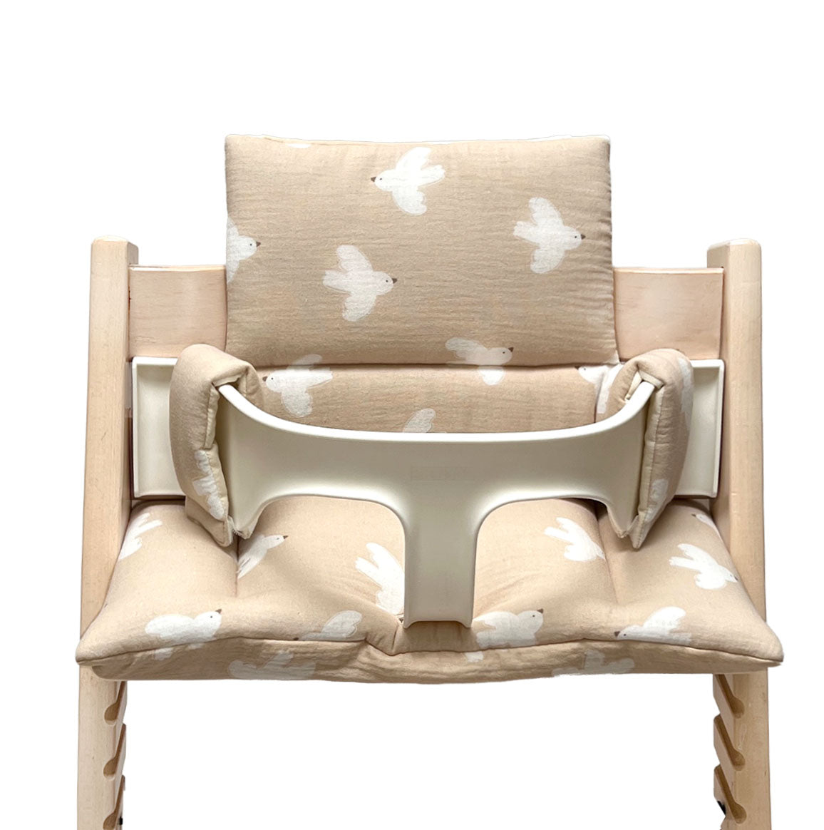 Sitzkissen Set Stokke für Tripp Trapp Hochstuhl aus 100% Musselin – für´s erste Sitzen ab 6 Monaten - Beige Taube Blausberg Baby