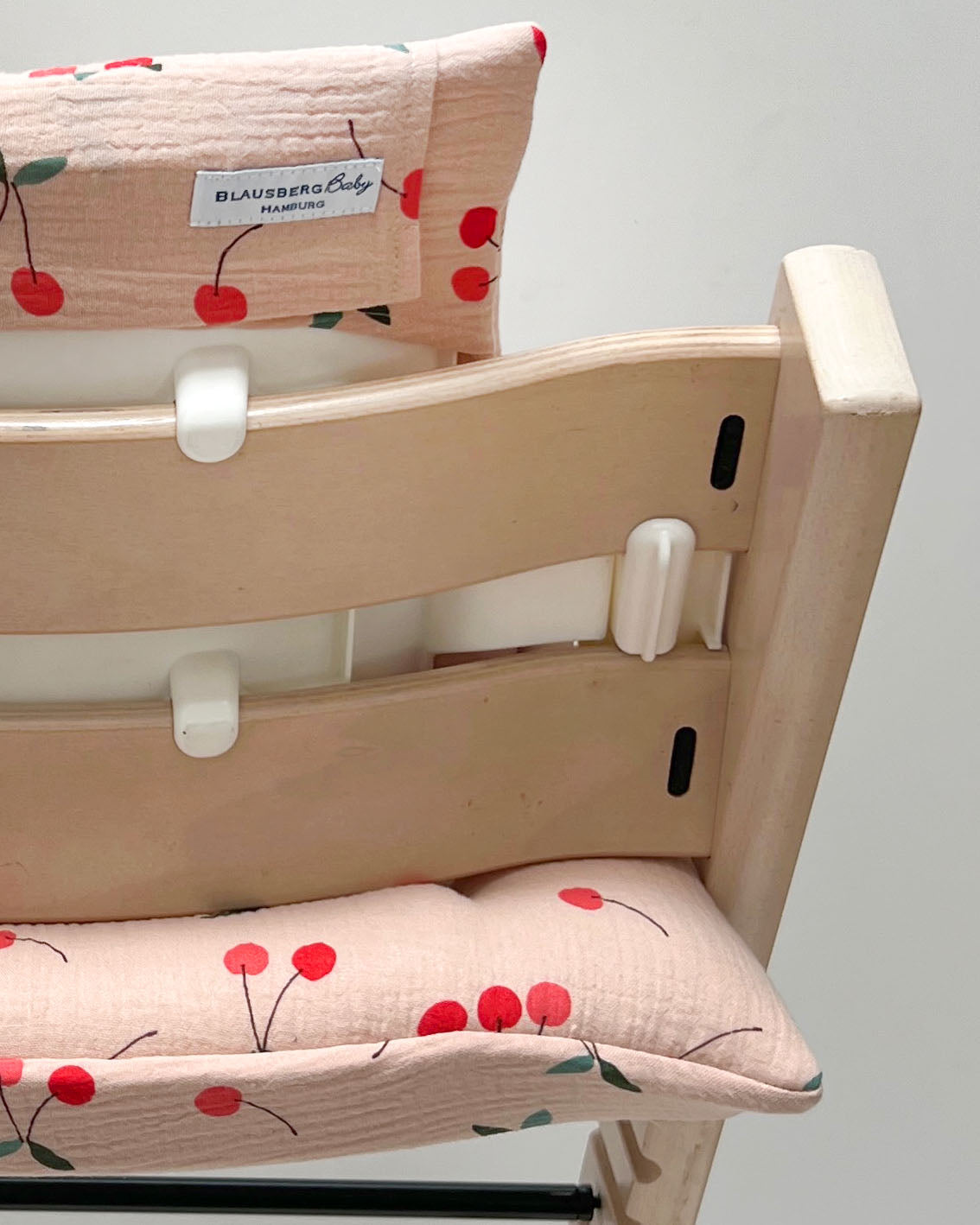 Sitzkissen Set Stokke für Tripp Trapp Hochstuhl aus 100% Musselin – für´s erste Sitzen ab 6 Monaten - Rosa Kirsche Blausberg Baby