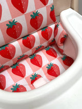 SITZKISSEN SET ABWASCHBAR für Tripp Trapp Stokke Hochstuhl, passt mit neuem Baby Set V2 - Erdbeere