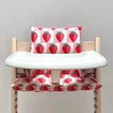 SITZKISSEN SET ABWASCHBAR für Tripp Trapp Stokke Hochstuhl, passt mit neuem Baby Set V2 - Erdbeere