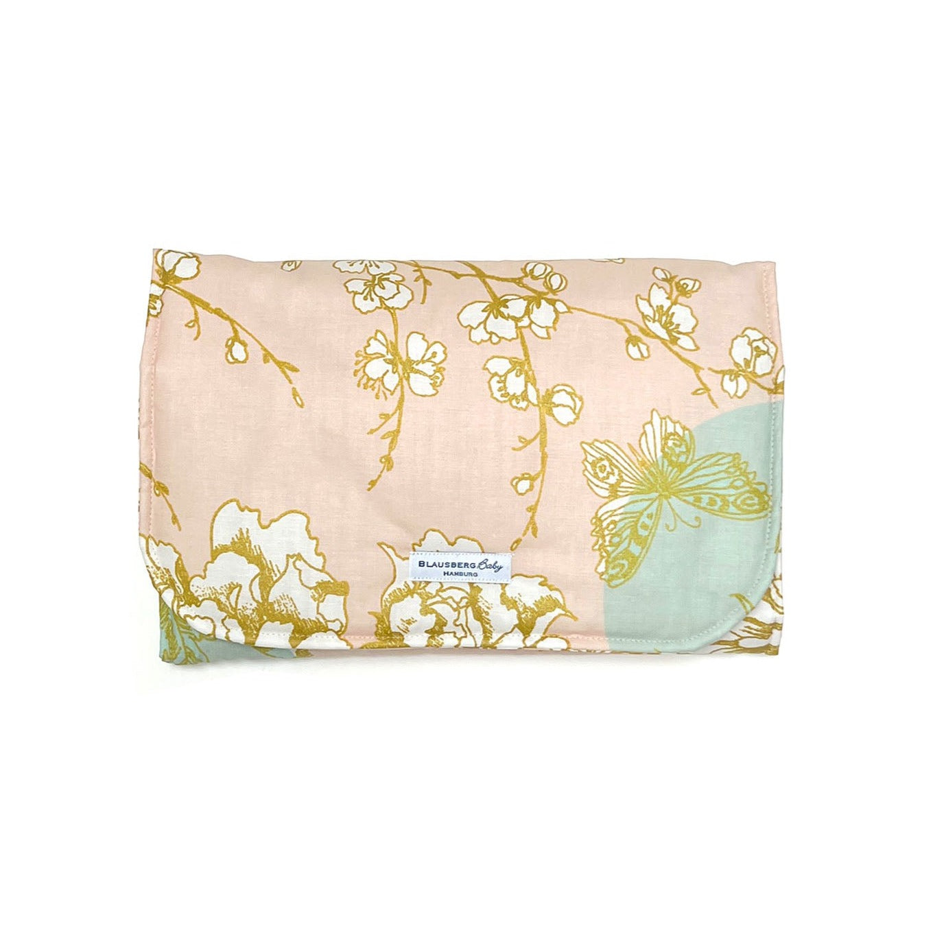 Wickeltasche Windeltasche mit Wickelunterlage für unterwegs ABWASCHBAR Blossom Mint Blush Blausberg Baby