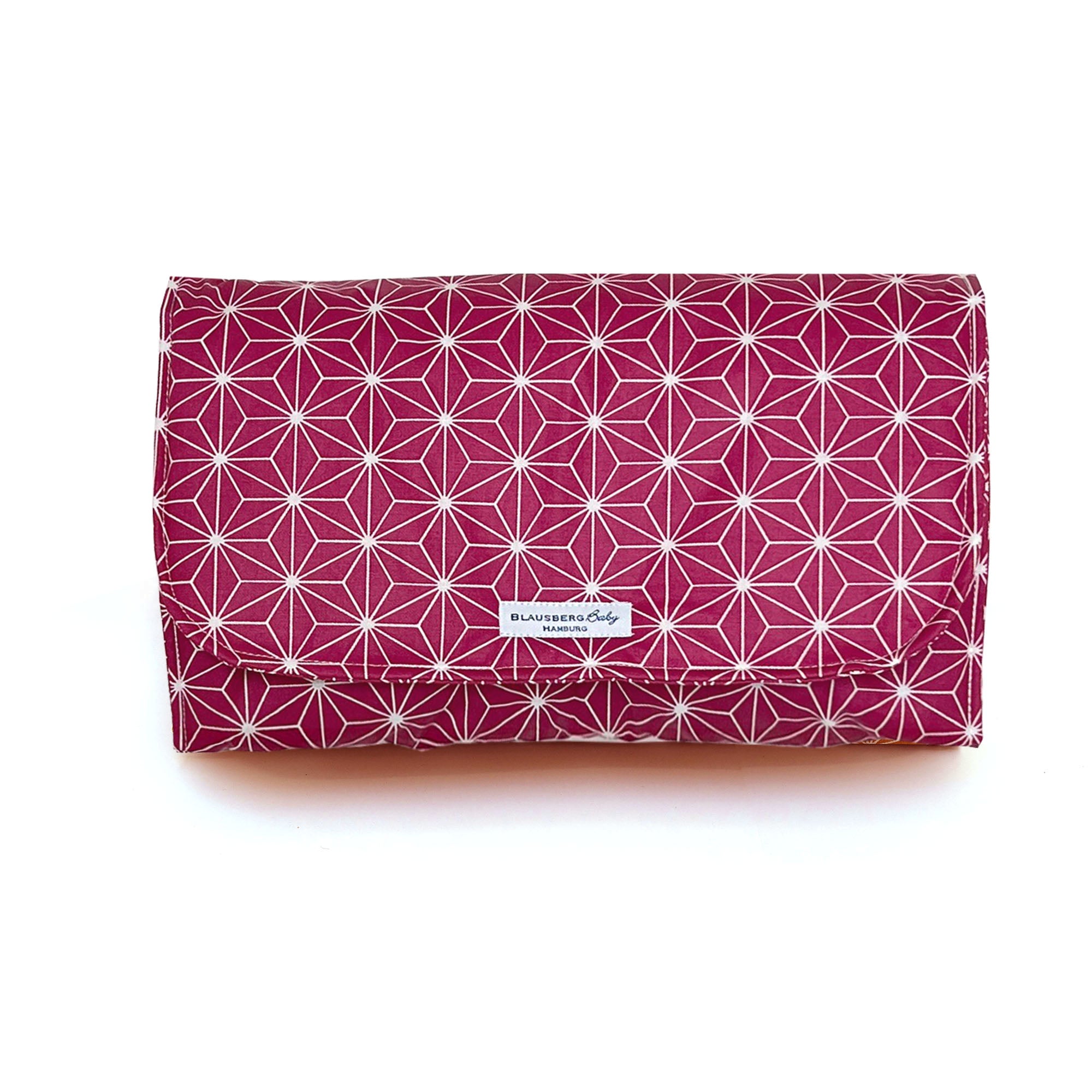 Wickeltasche Windeltasche mit Wickelunterlage für unterwegs Happy Star Cranberry Rot Blausberg Baby