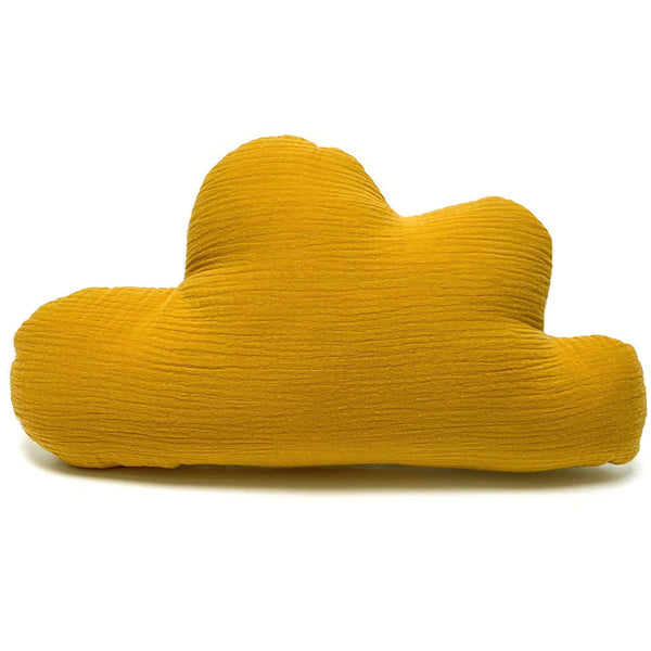 Mit Namens-Stickerei Schmusewolke Wolken-Kissen - Musselin Senf Gelb personalisierbar Blausberg Baby