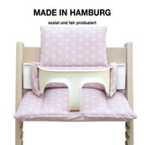 MIT NAMENS-STICKEREI - ABWASCHBAR Tripp Trapp Sitzkissen Happy Star Rosa Personalisierbar Blausberg Baby