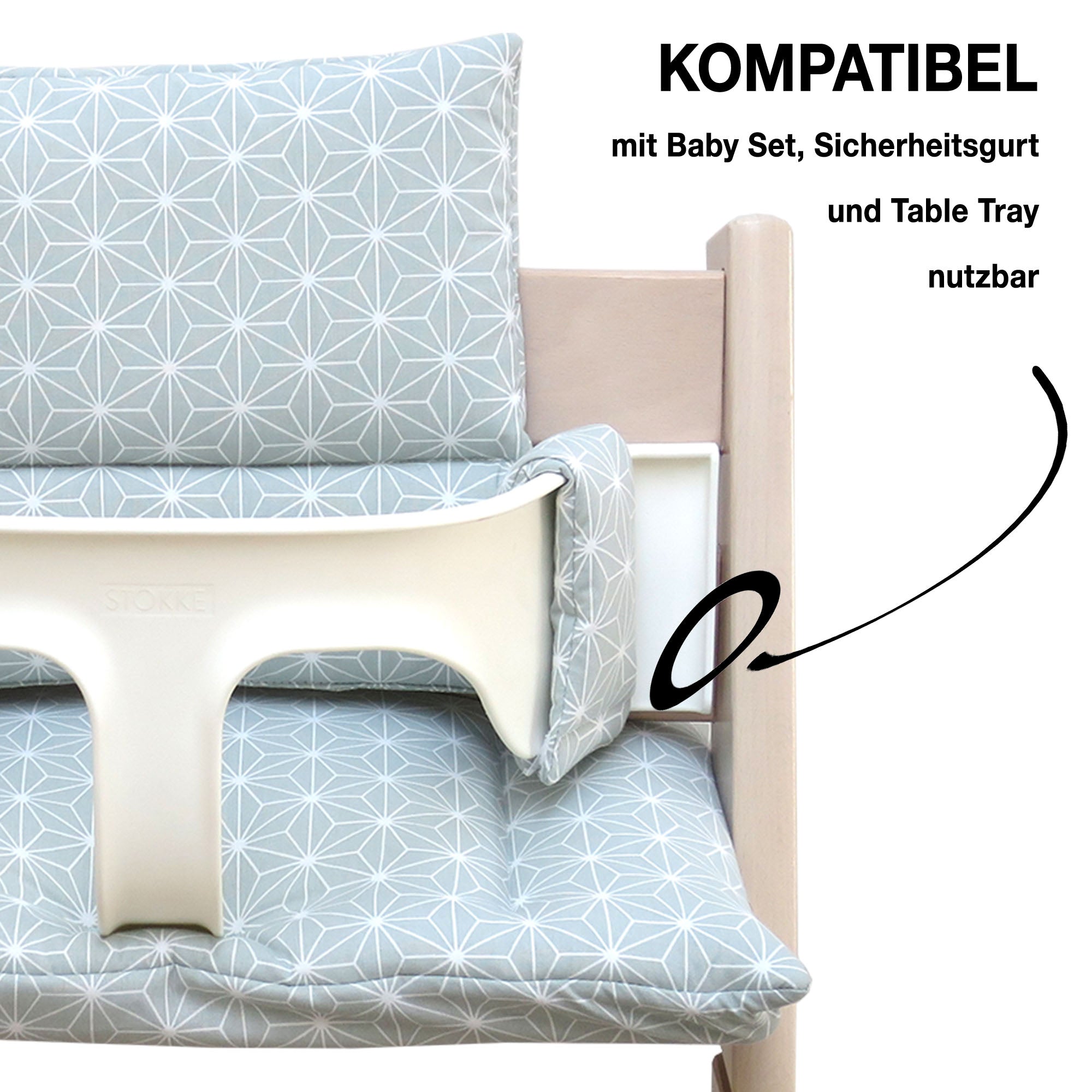 Abwaschbar Tripp Trapp Sitzkissen Happy Star Grün Blausberg Baby