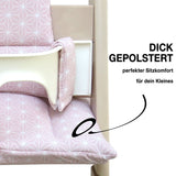 MIT NAMENS-STICKEREI - ABWASCHBAR Tripp Trapp Sitzkissen Happy Star Rosa Personalisierbar Blausberg Baby
