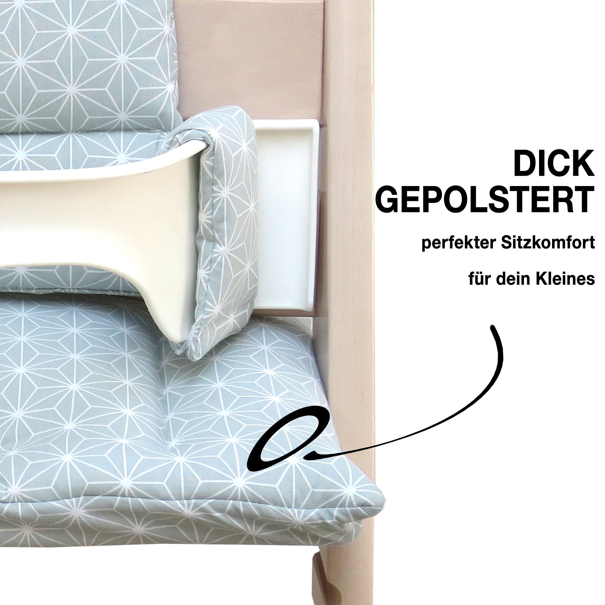 Abwaschbar Tripp Trapp Sitzkissen Happy Star Grün Blausberg Baby
