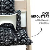 MIT NAMENS-STICKEREI - Abwaschbar Tripp Trapp Sitzkissen Happy Star Schwarz Personalisierbar Blausberg Baby