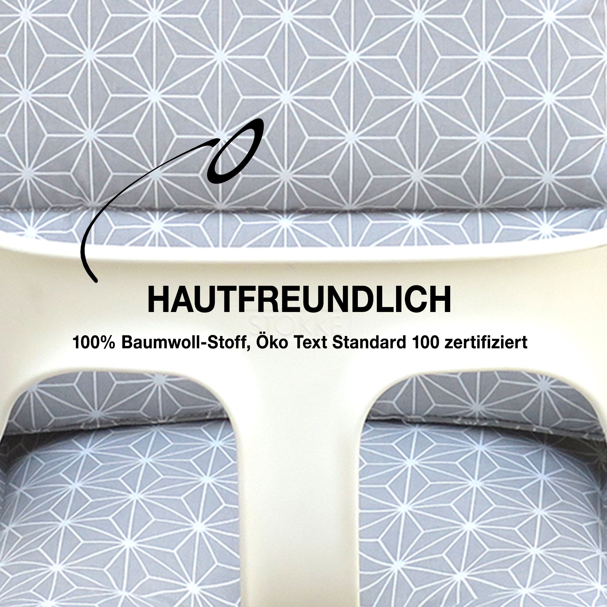 MIT NAMENS-STICKEREI - Abwaschbar Tripp Trapp Sitzkissen Happy Star Grau Personalisierbar Blausberg Baby