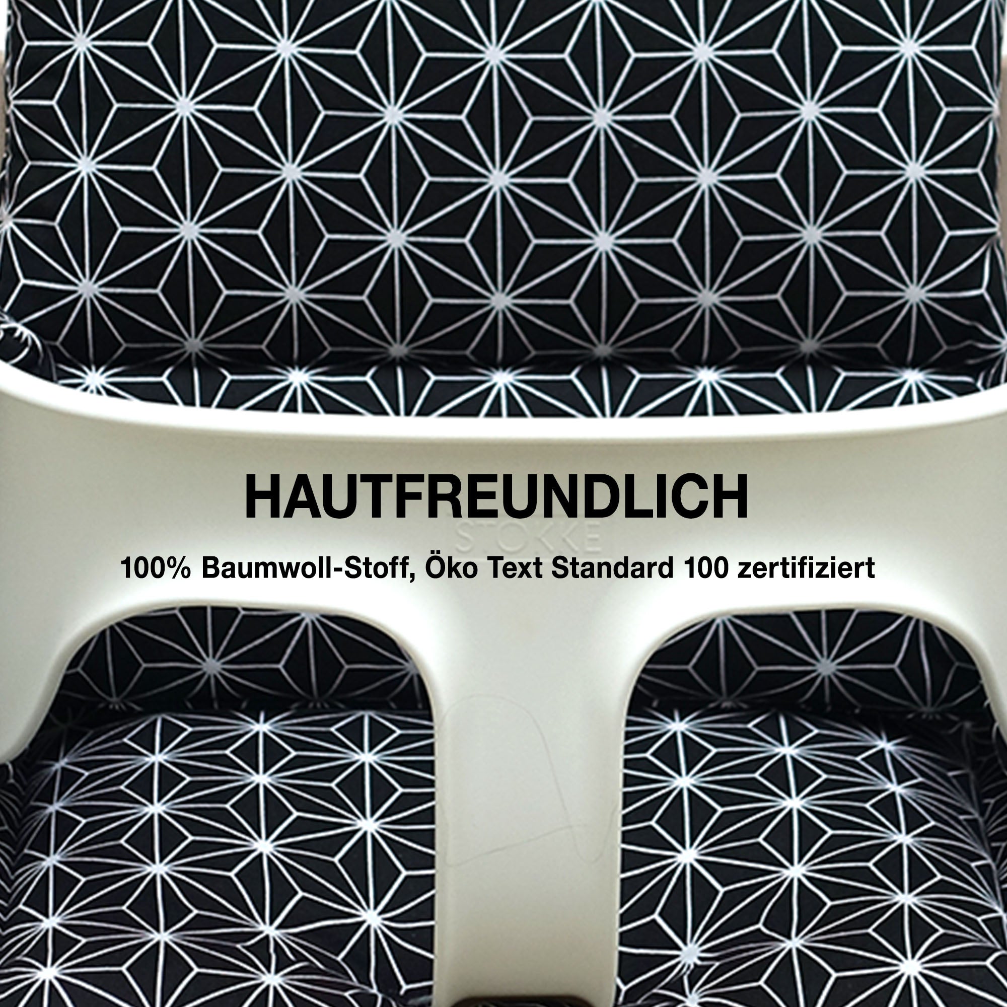 MIT NAMENS-STICKEREI - Abwaschbar Tripp Trapp Sitzkissen Happy Star Schwarz Personalisierbar Blausberg Baby