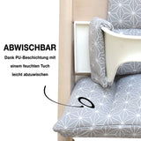 MIT NAMENS-STICKEREI - Abwaschbar Tripp Trapp Sitzkissen Happy Star Grau Personalisierbar Blausberg Baby