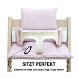 MIT NAMENS-STICKEREI - ABWASCHBAR Tripp Trapp Sitzkissen Happy Star Rosa Personalisierbar Blausberg Baby