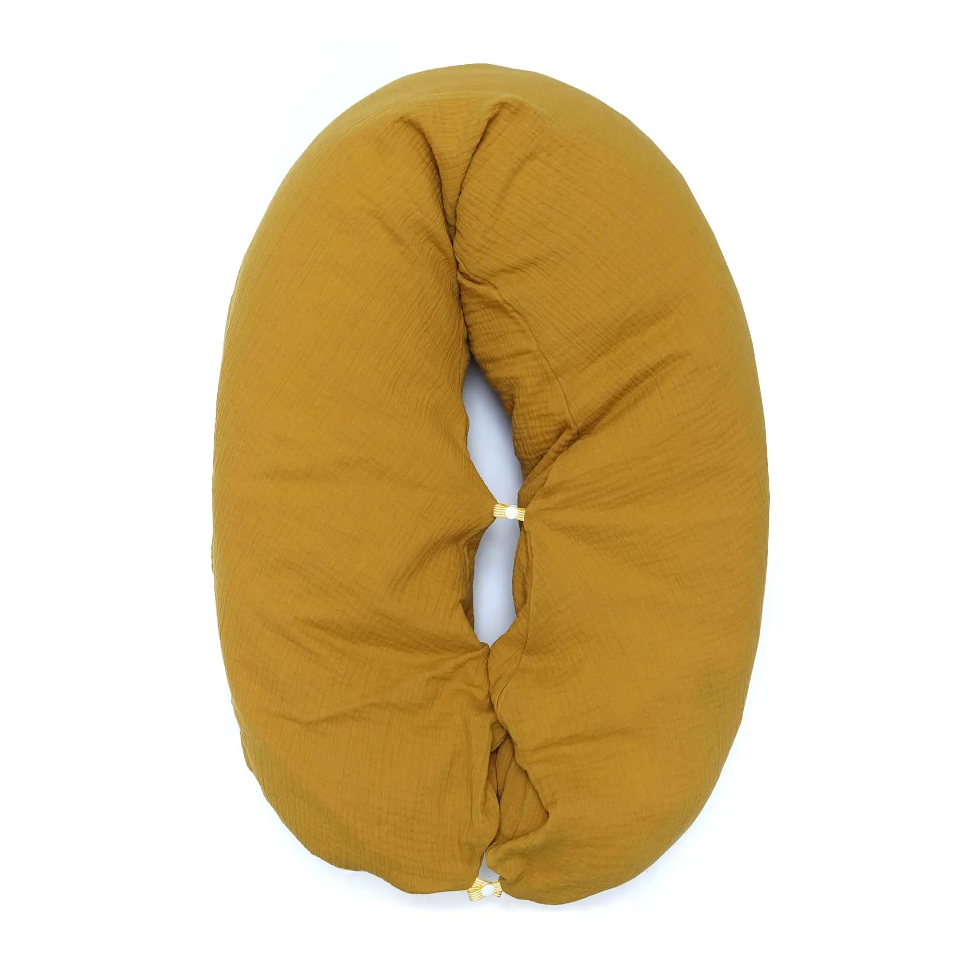 Stillkissen-Bezug aus Musselin mit Nestbau-Funktion für Theraline Das Original (190cm x38 cm) Senf Gelb Blausberg Baby