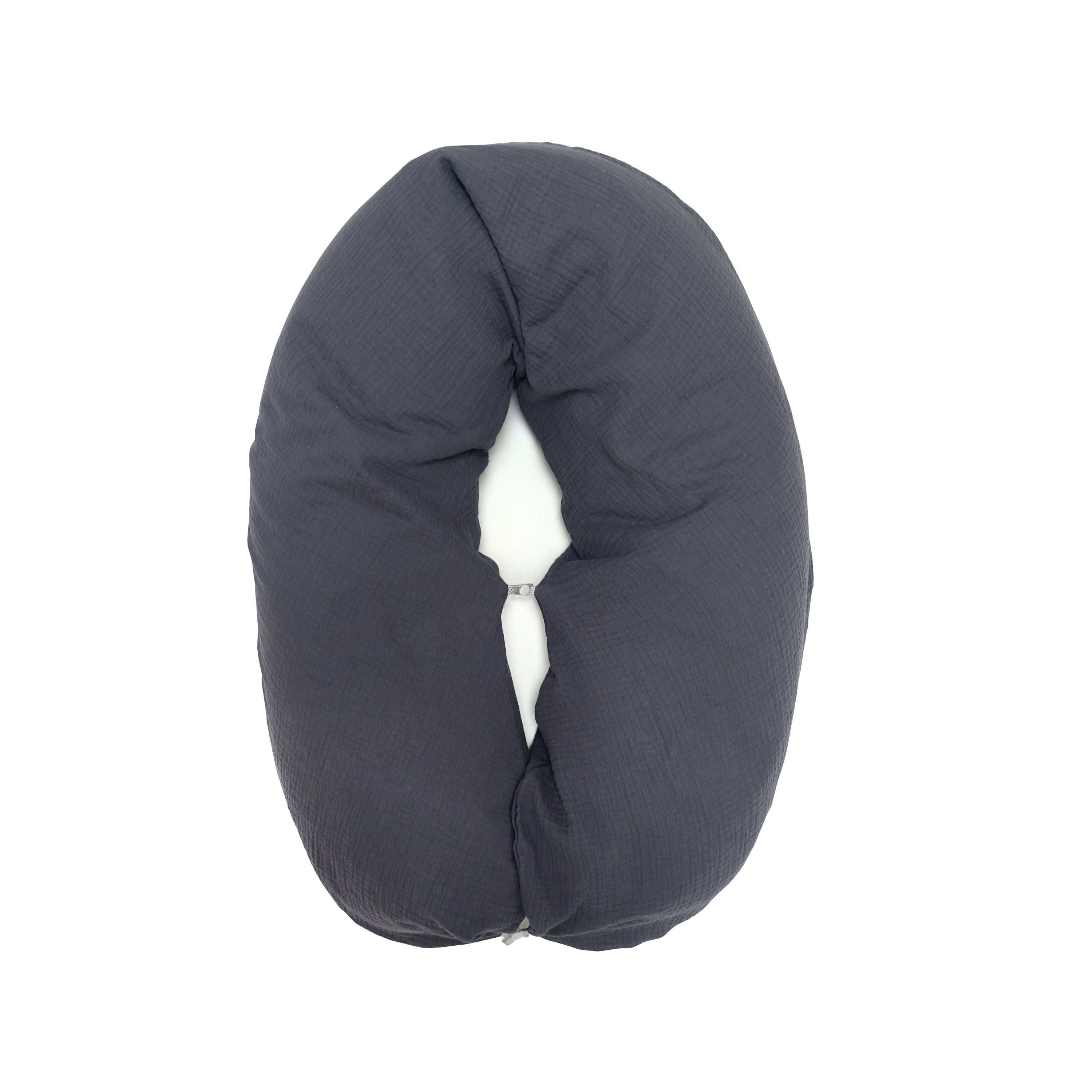Stillkissen-Bezug aus Musselin mit Nestbau-Funktion für Theraline "Das Original" (190cm x38 cm) in Dunkelgrau Blausberg Baby