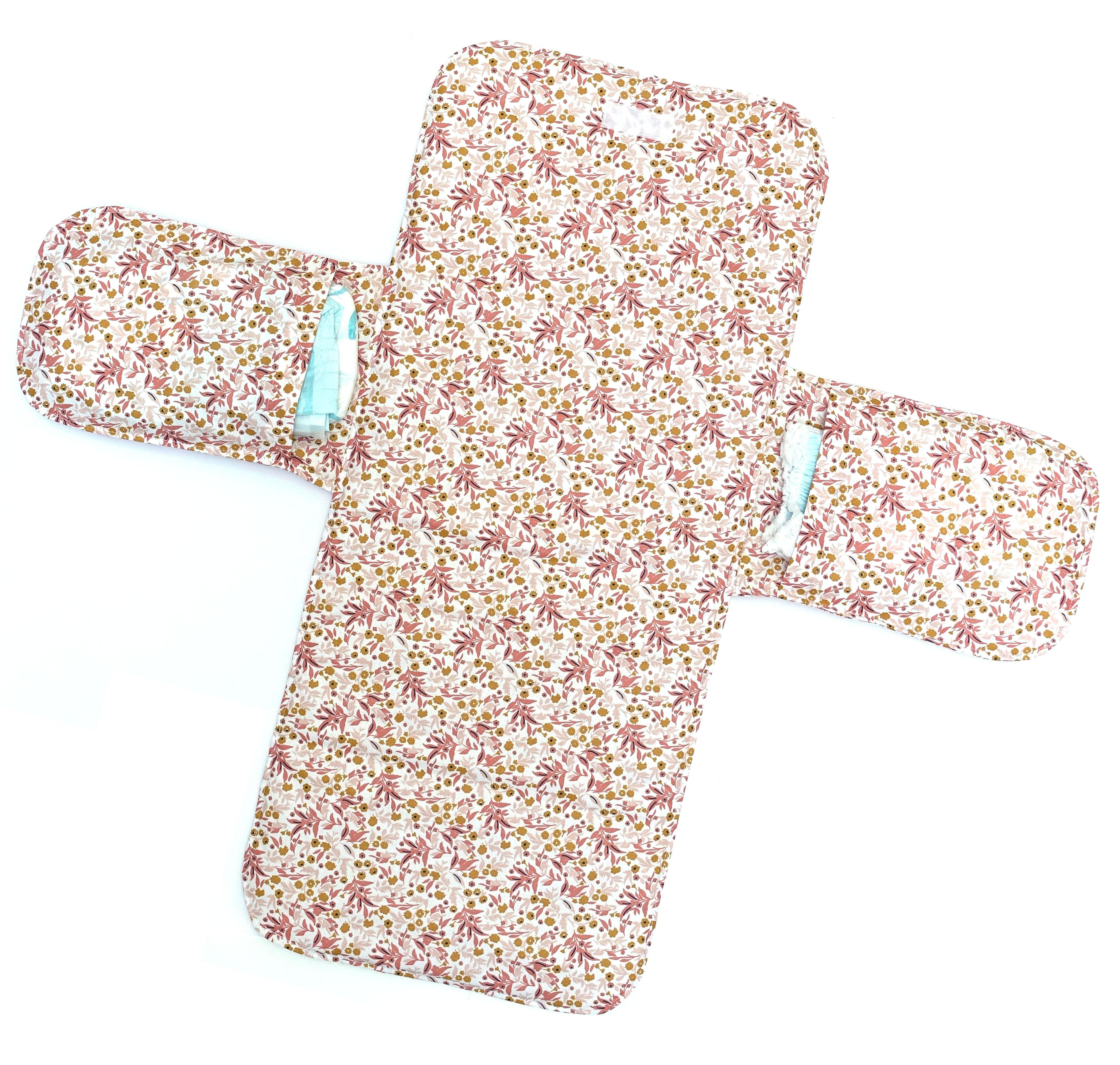 Wickeltasche Windeltasche mit Wickelunterlage für unterwegs Blumewiese Rosa Blausberg Baby