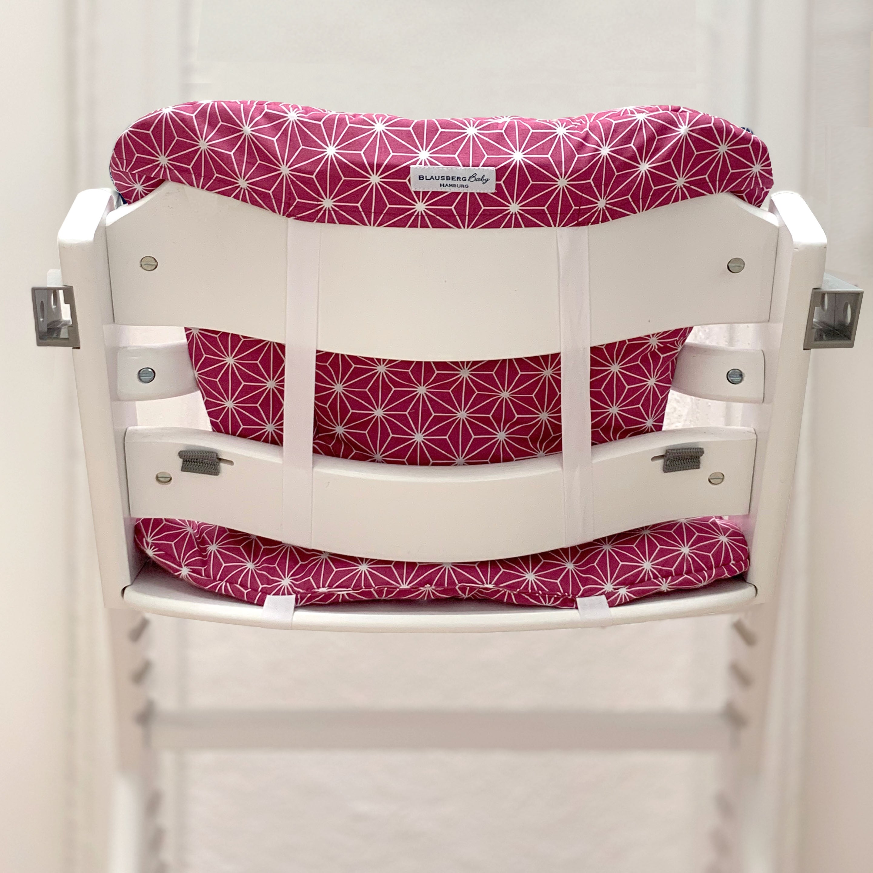 Mit Names-Stickerei - ABWASCHBAR Timba Sitzkissen Set Happy Star Cranberry Pink für Safety 1st Hochstuhl - personalisierbar Blausberg Baby