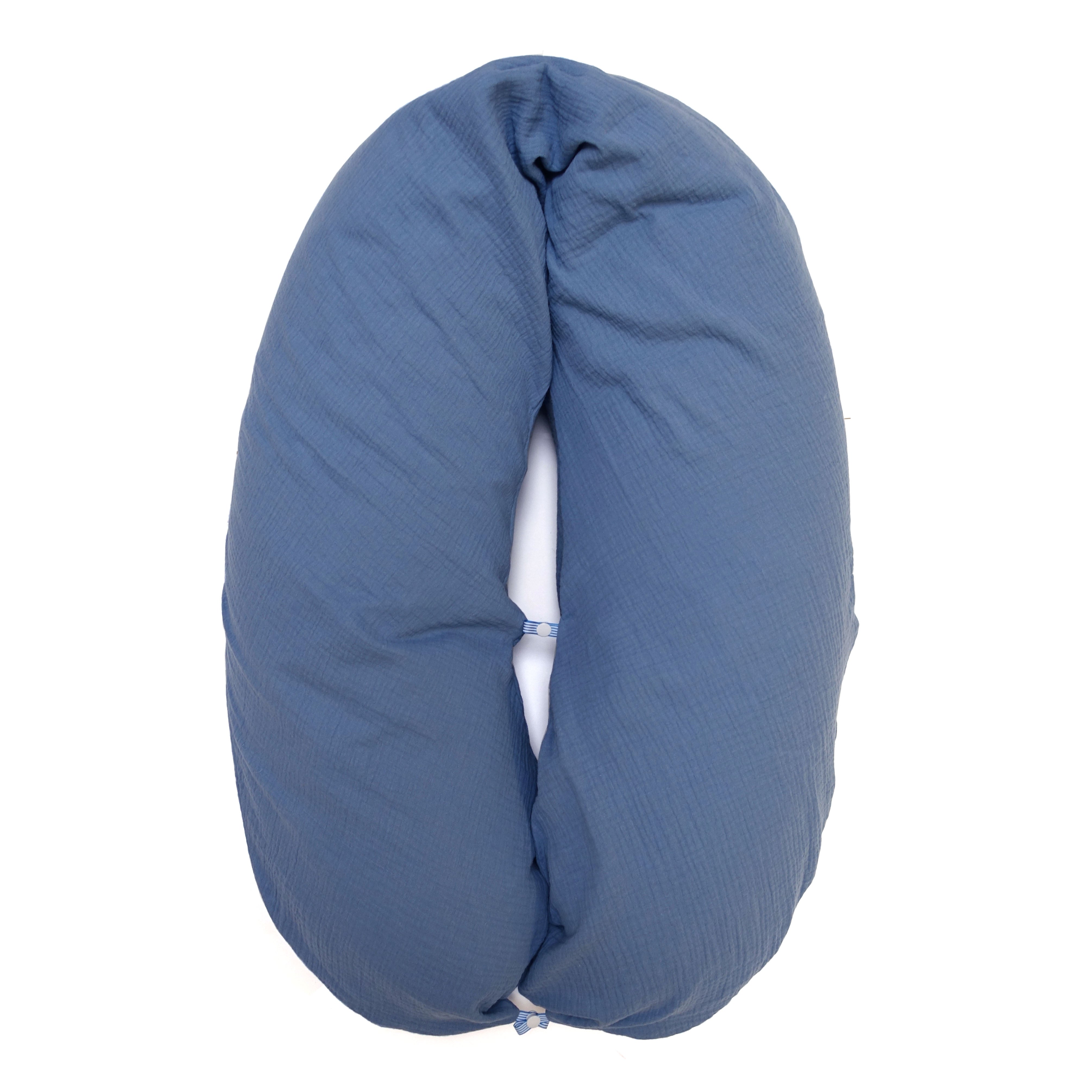 Stillkissen-Bezug aus Musselin mit Nestbau-Funktion für Theraline "Das Original" (190cm x38 cm) in Kornblumen Blau Blausberg Baby