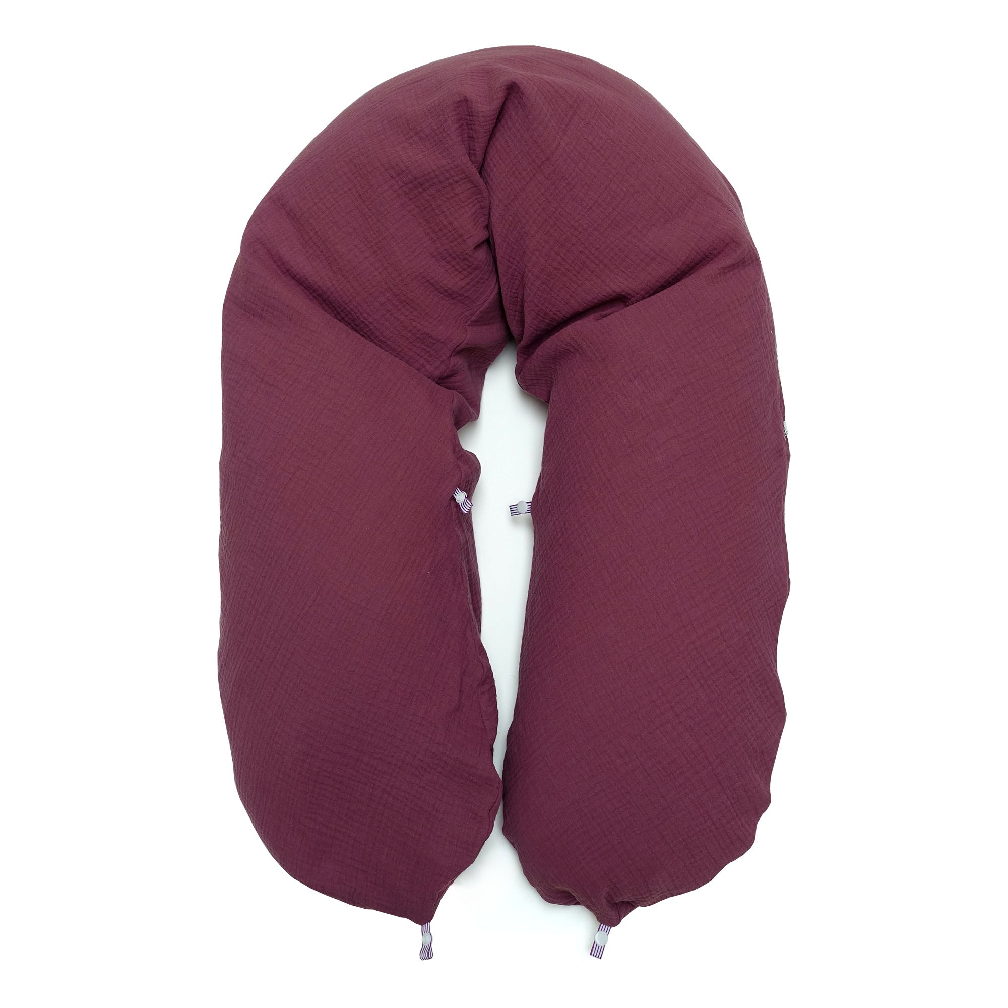 Stillkissen "Das Original" von Theraline 190cm x 38cm mit Blausberg Baby Musselin Bezug (abnehmbar) mit Nestbau-Funktion - Pflaume Blausberg Baby
