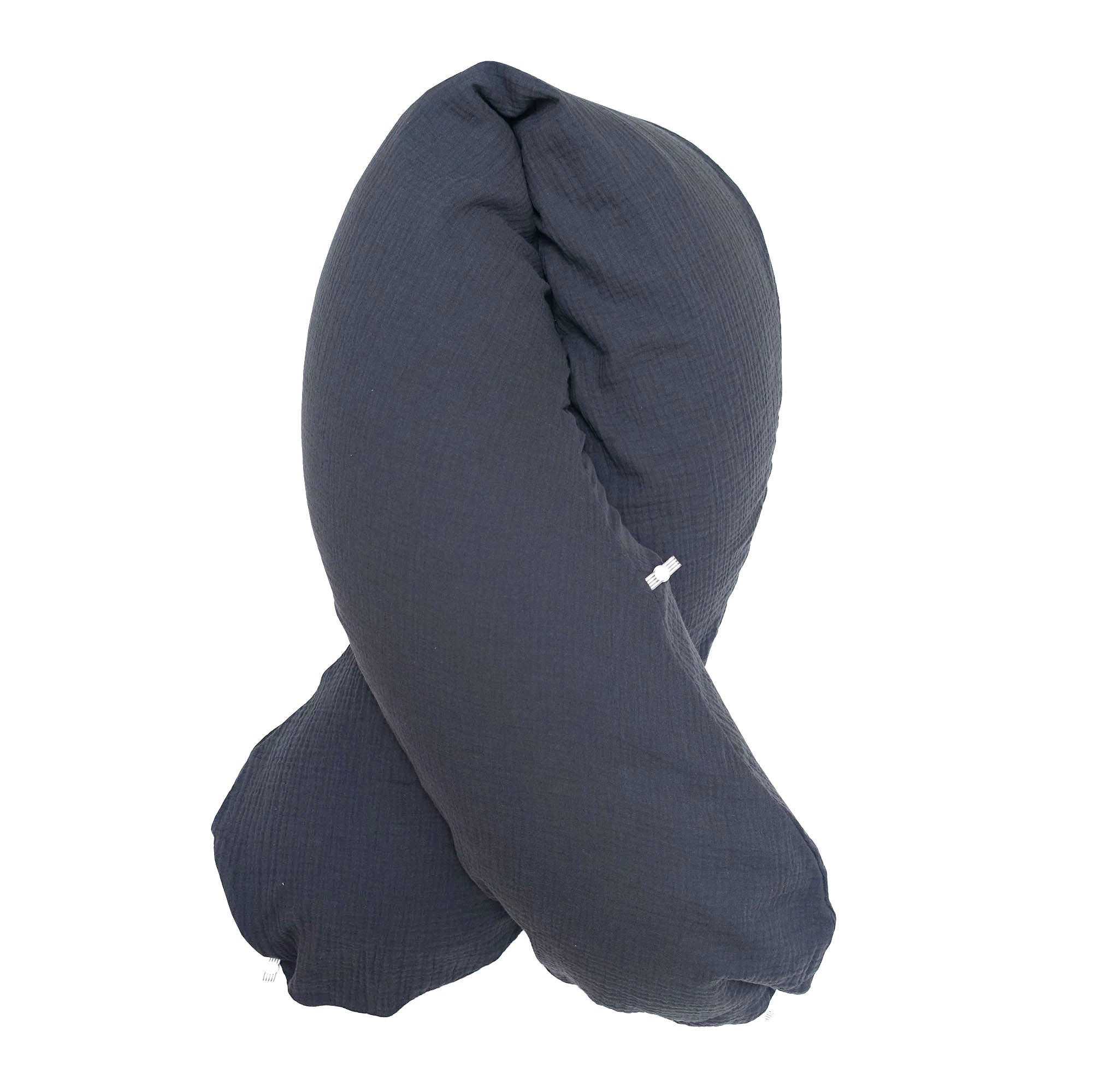 Stillkissen "Das Original" von Theraline 190cm x 38cm mit Blausberg Baby Musselin Bezug (abnehmbar) mit Nestbau-Funktion - Dunkelgrau Blausberg Baby