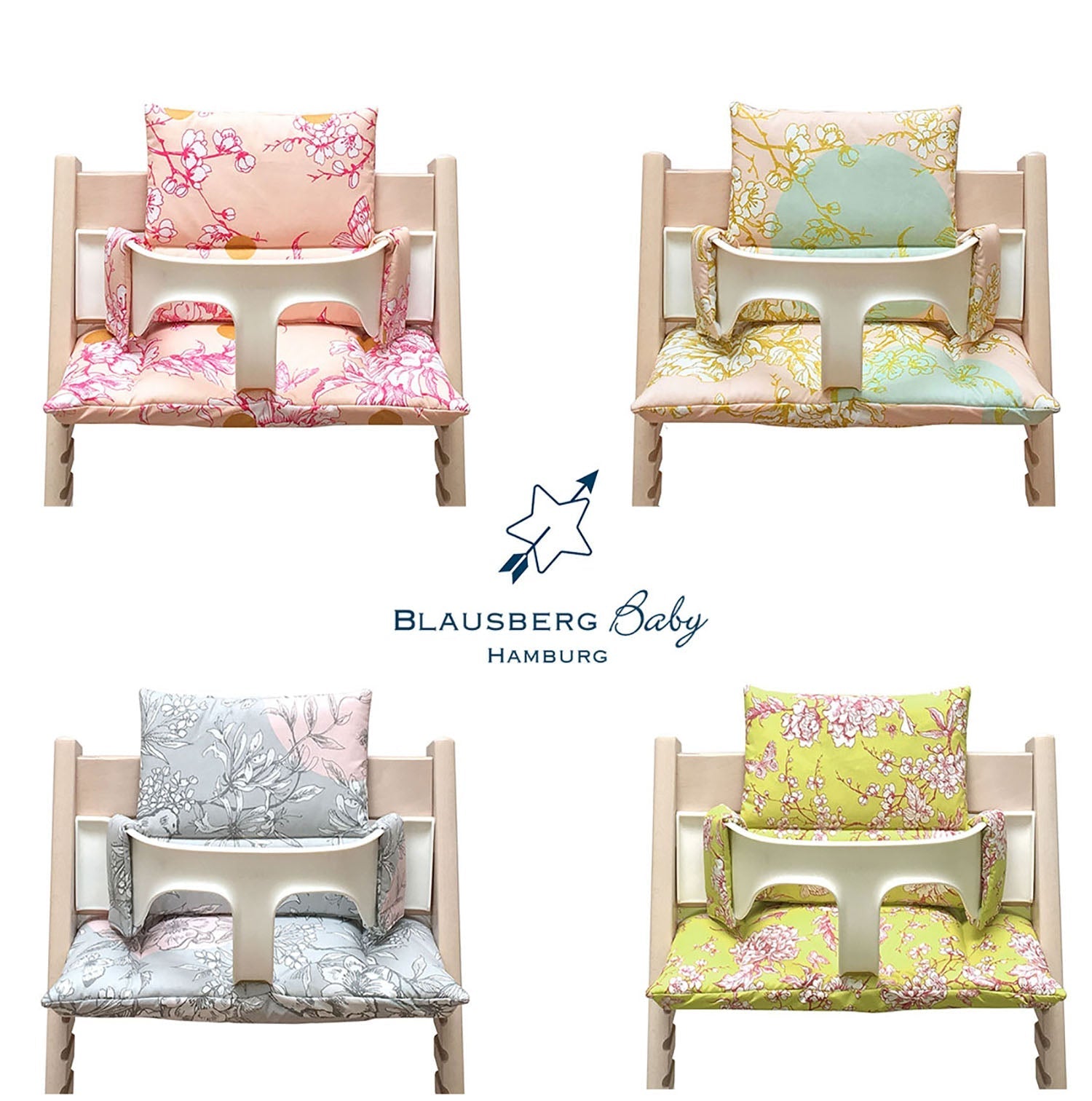 ABWASCHBAR Tripp Trapp Sitzkissen Cherry Blossom Mint Blush Blausberg Baby