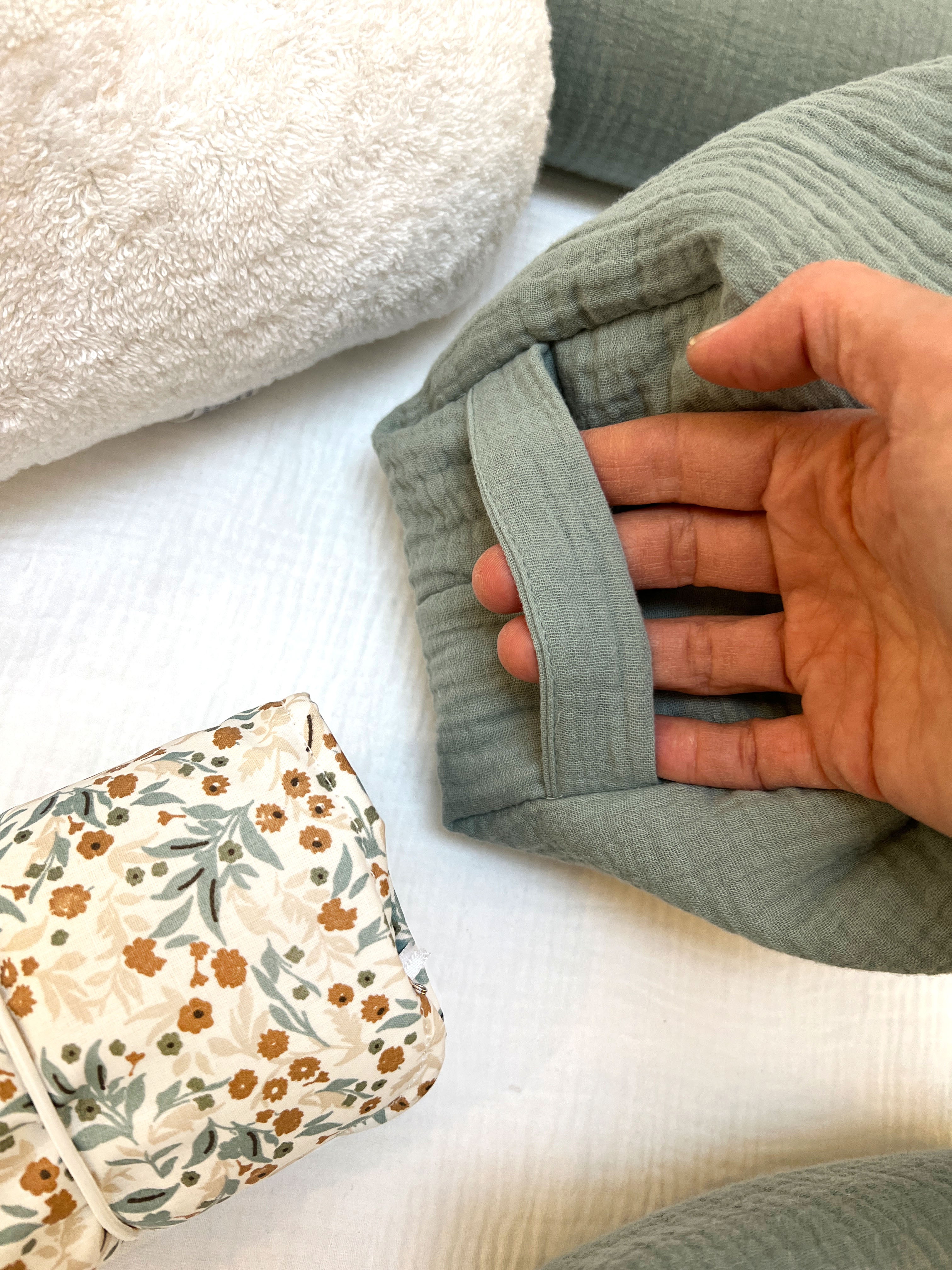 Wickeltasche, Kulturtasche für unterwegs - Salbei Grün
