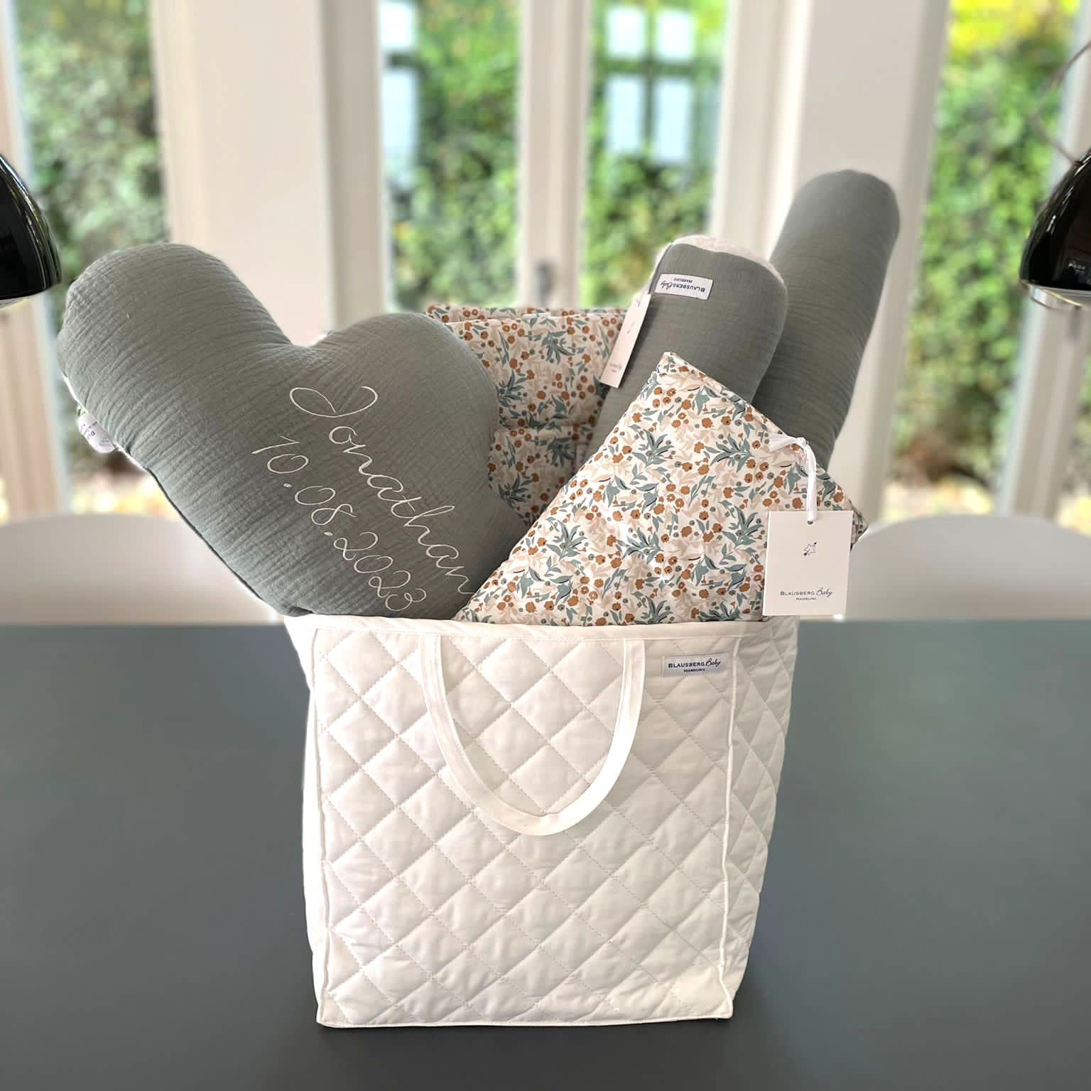 Large gift box, present for birth or baby shower - Sage Green