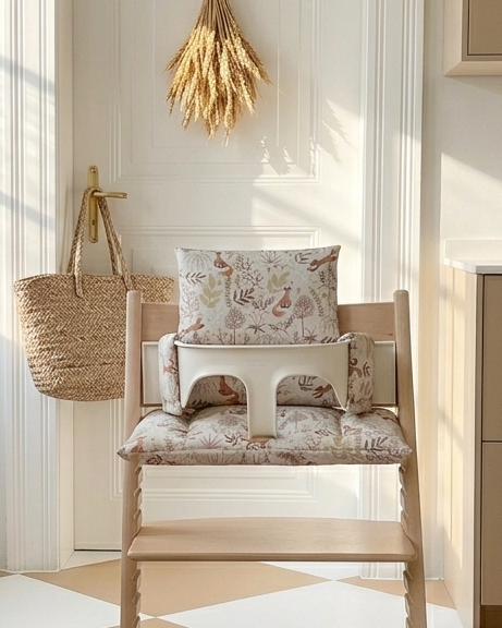 Sitzkissen Set Beige Fuchs für Tripp Trapp Stokke Hochstuhl, passt mit neuem Baby Set V2 Blausberg Baby