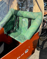 Bakfiets Lastenrad Kissen, Zubehör, Sitzpolster wetterfest - Blätter Dunkelgrün Salbei Blausberg Baby