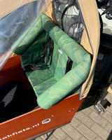 Bakfiets Lastenrad Kissen, Zubehör, Sitzpolster wetterfest - Blätter Dunkelgrün Salbei Blausberg Baby