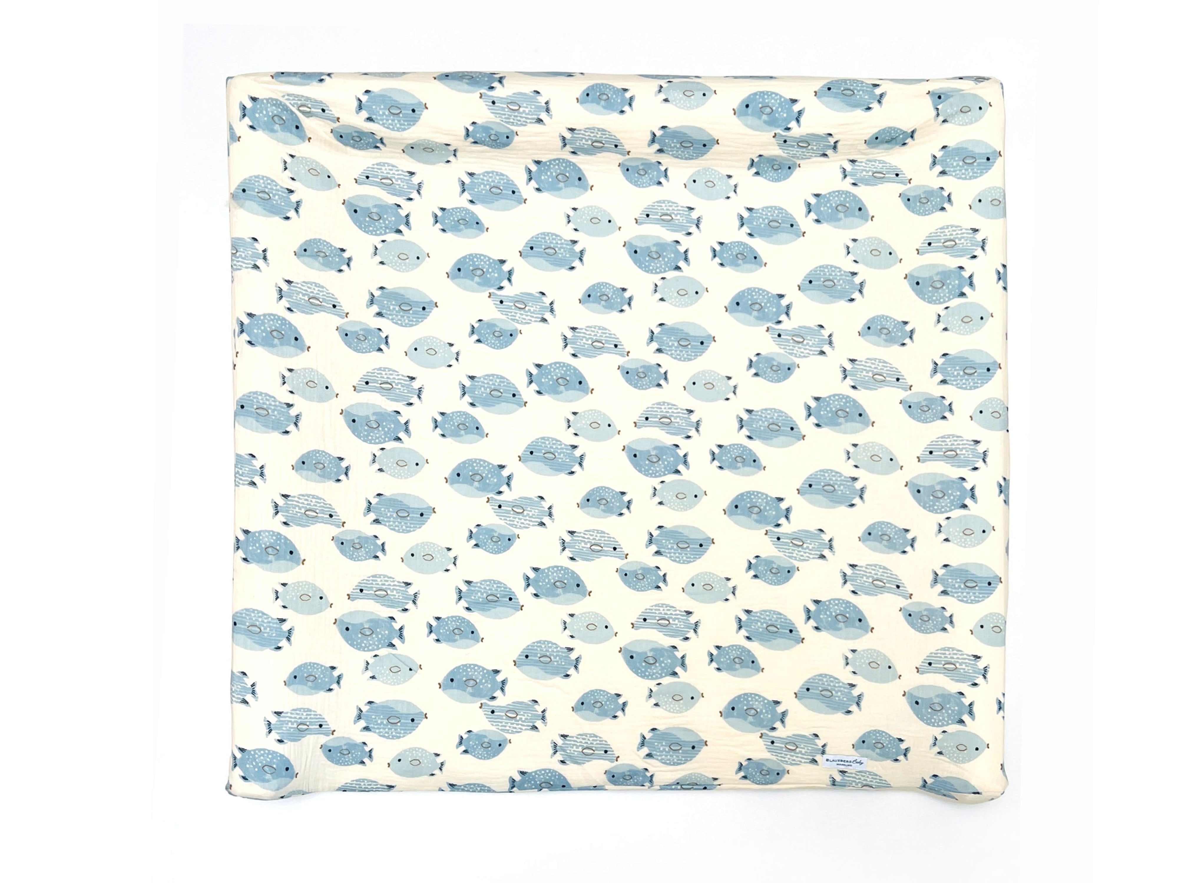 Musselin Bezug für Wickelauflage / Wickelunterlage Vädra von IKEA Fisch Beige Blausberg Baby